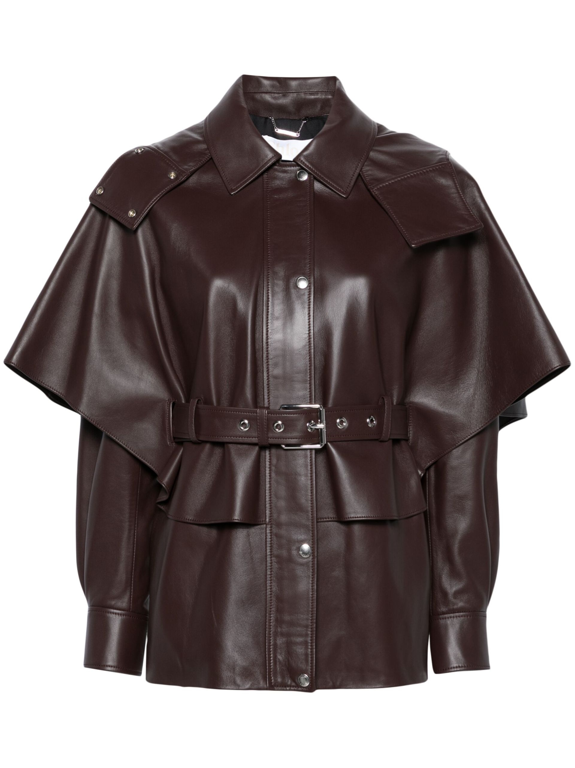 Brown Belted Leather Jacket - 1