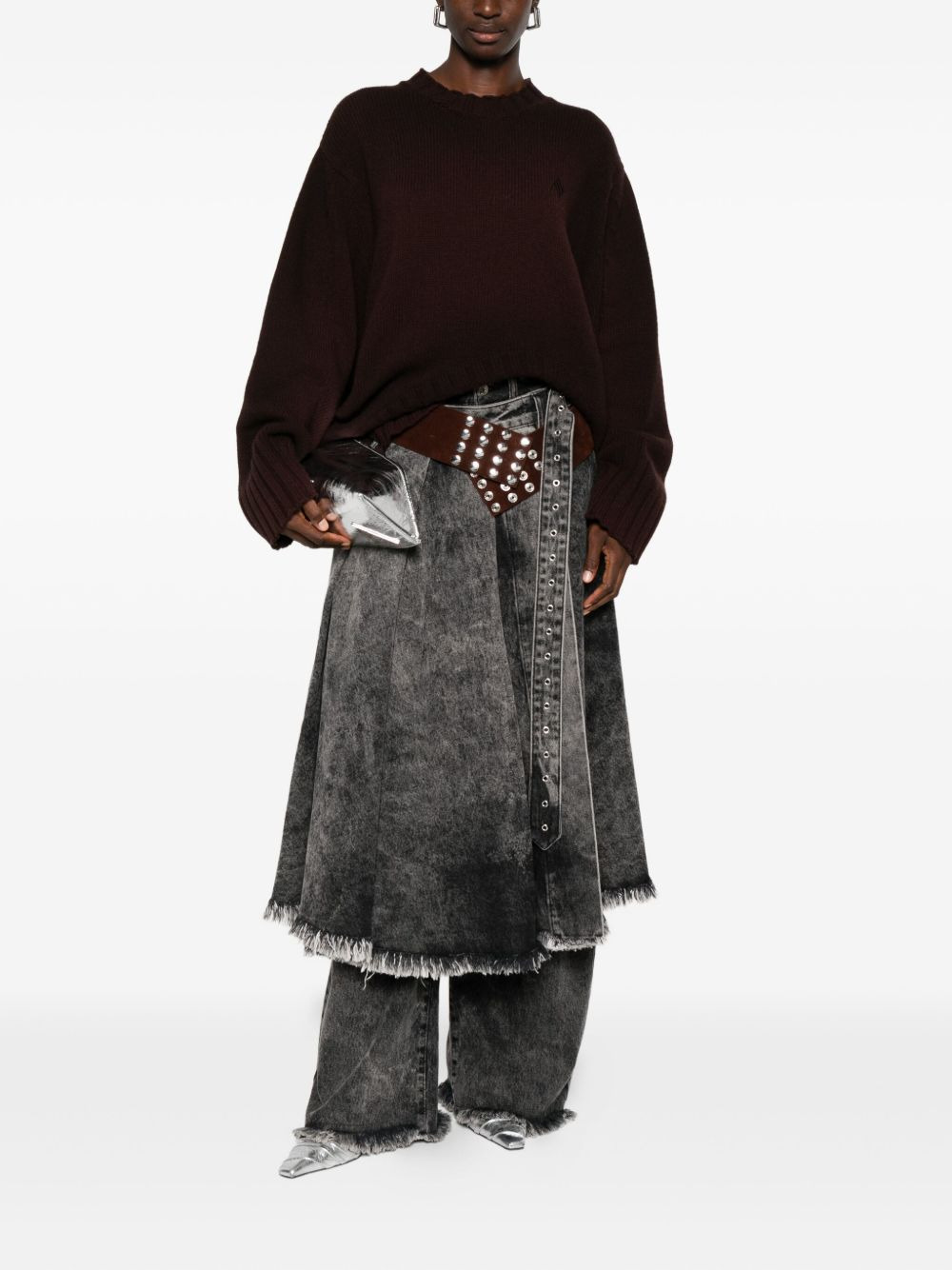 asymmetric ribbed-knit sweater - 2
