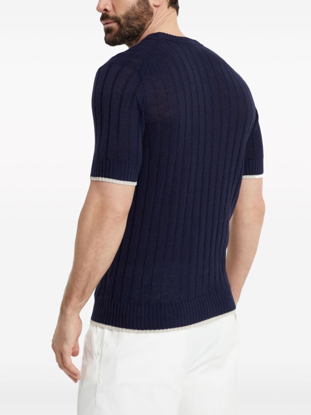 ribbed-knit short-sleeve jumper - 4