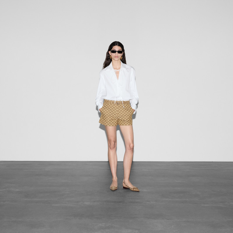 GUCCI Cotton poplin shirt with ribbon tie outlook