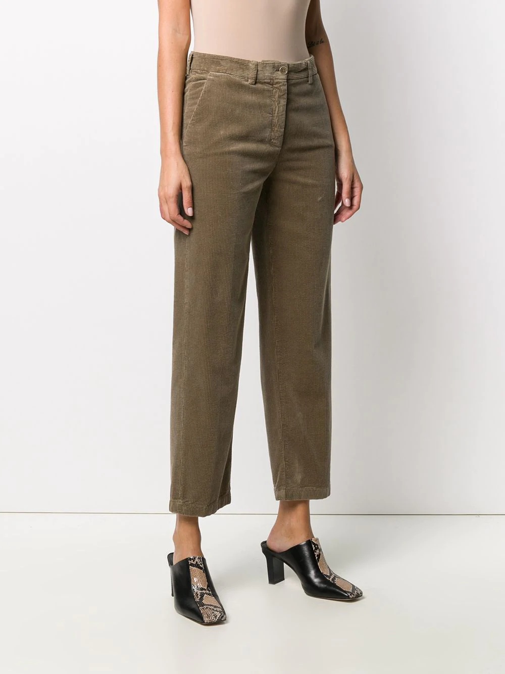 cropped corduory trousers - 3