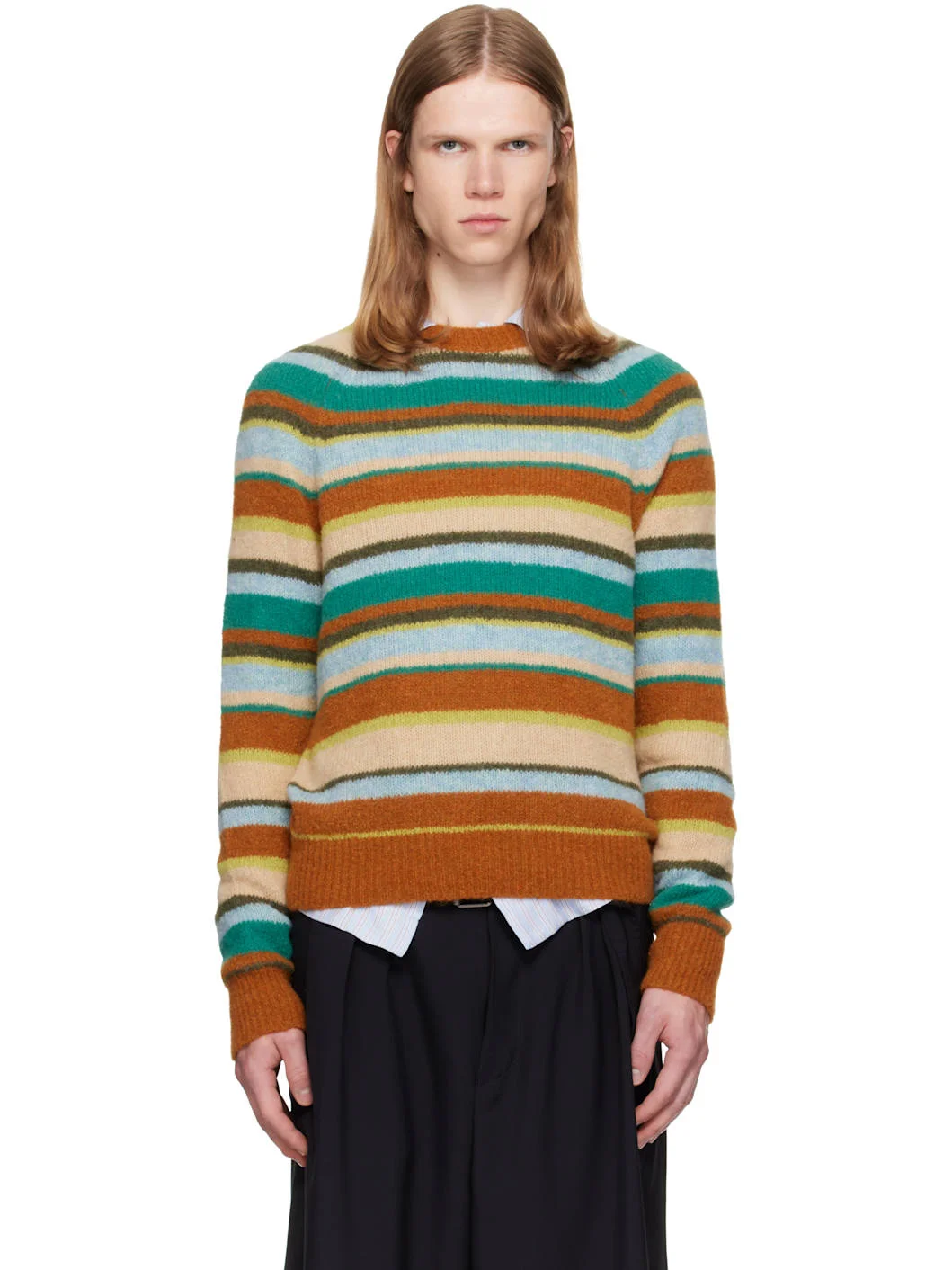 Multicolor Striped Alpaca Knit Sweater - 1