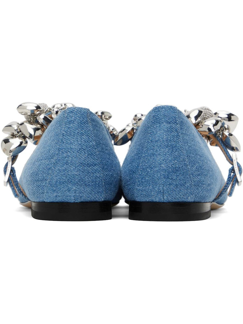 Blue Puffy Heart Square Toe Ballerina Flats 2