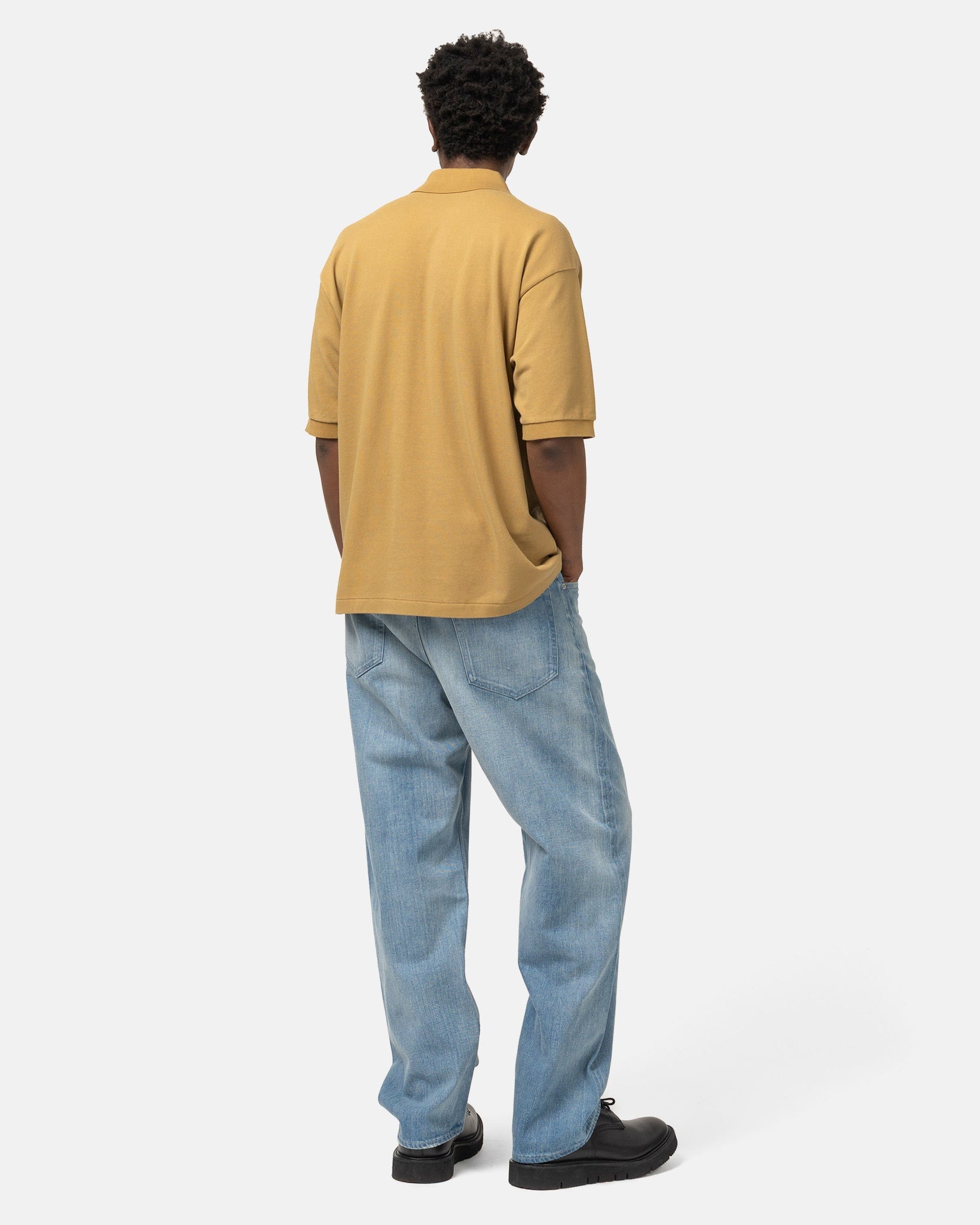 Selvedge Faded Light Denim Wide Pants Light Indigo - 4