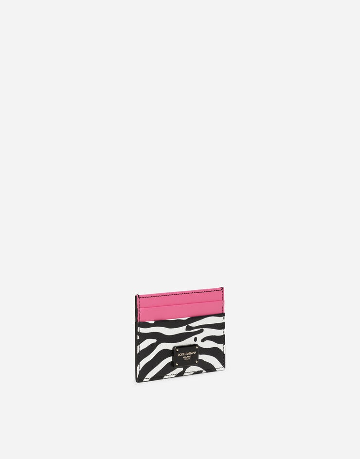 Flamingo-print calfskin card holder - 2