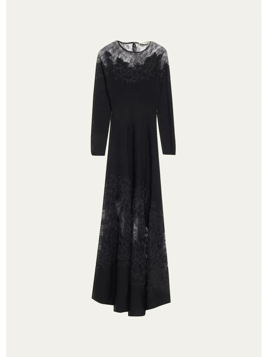 Clemence Long-Sleeve Lace Dress - 1