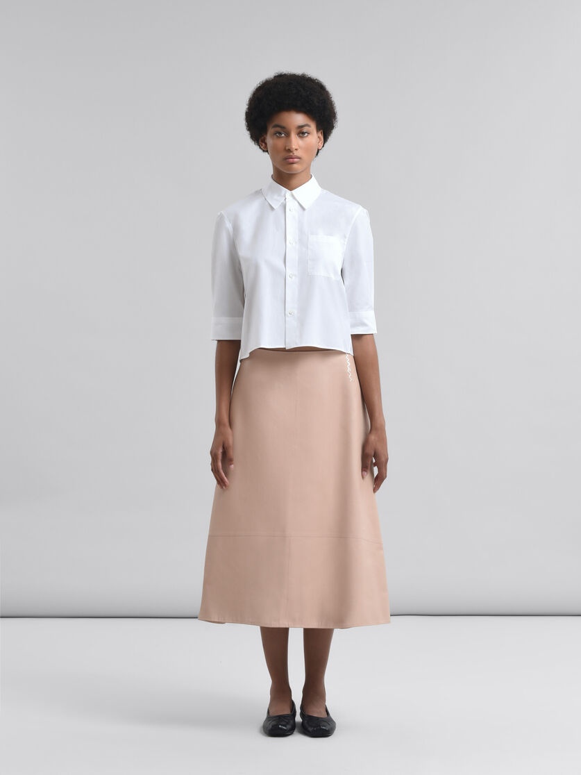 PINK NAPPA LEATHER A-LINE SKIRT - 2