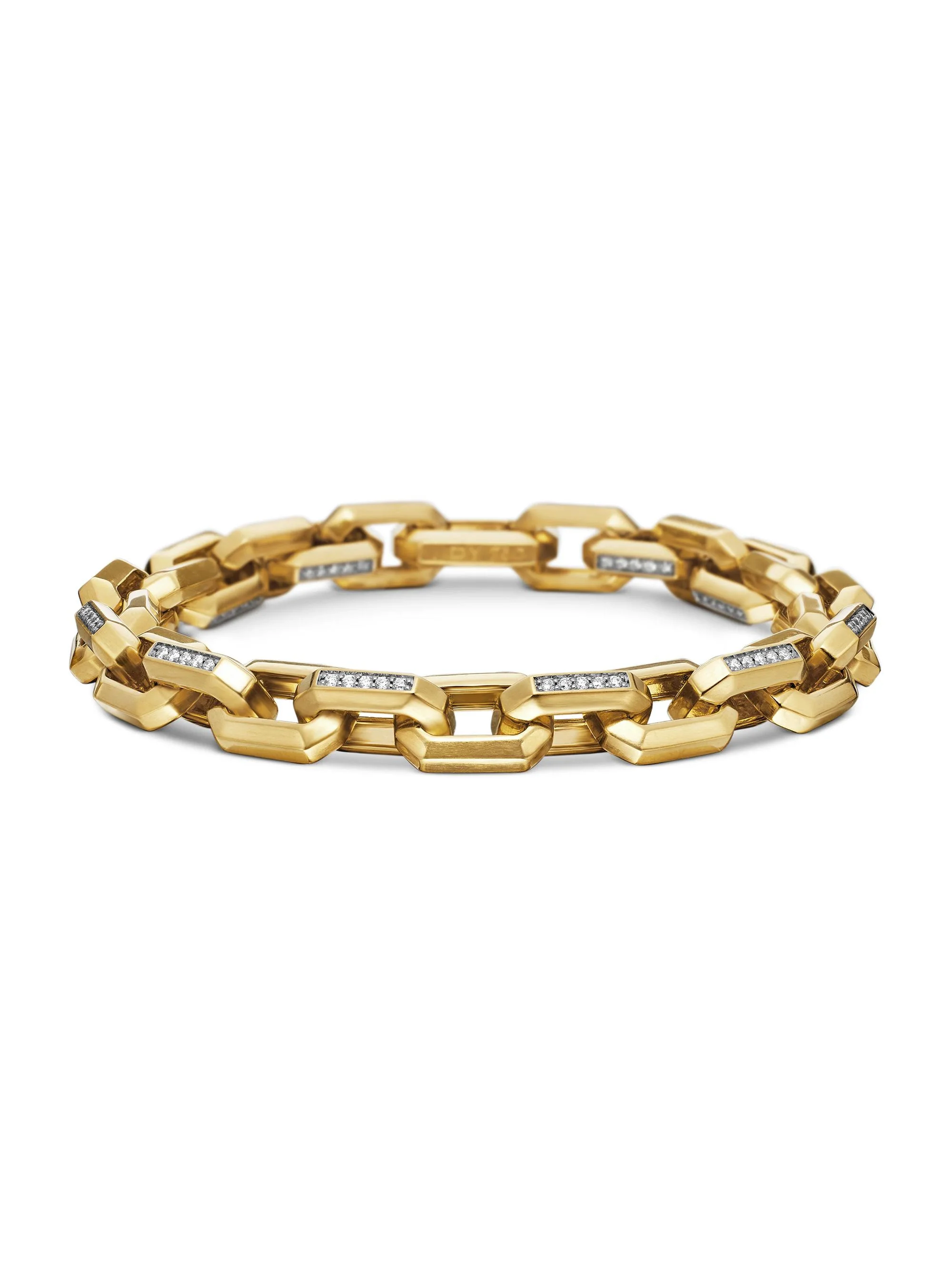 Men's Heirloom Chain Link Bracelet in 18K Yellow Gold - Diamond - 1