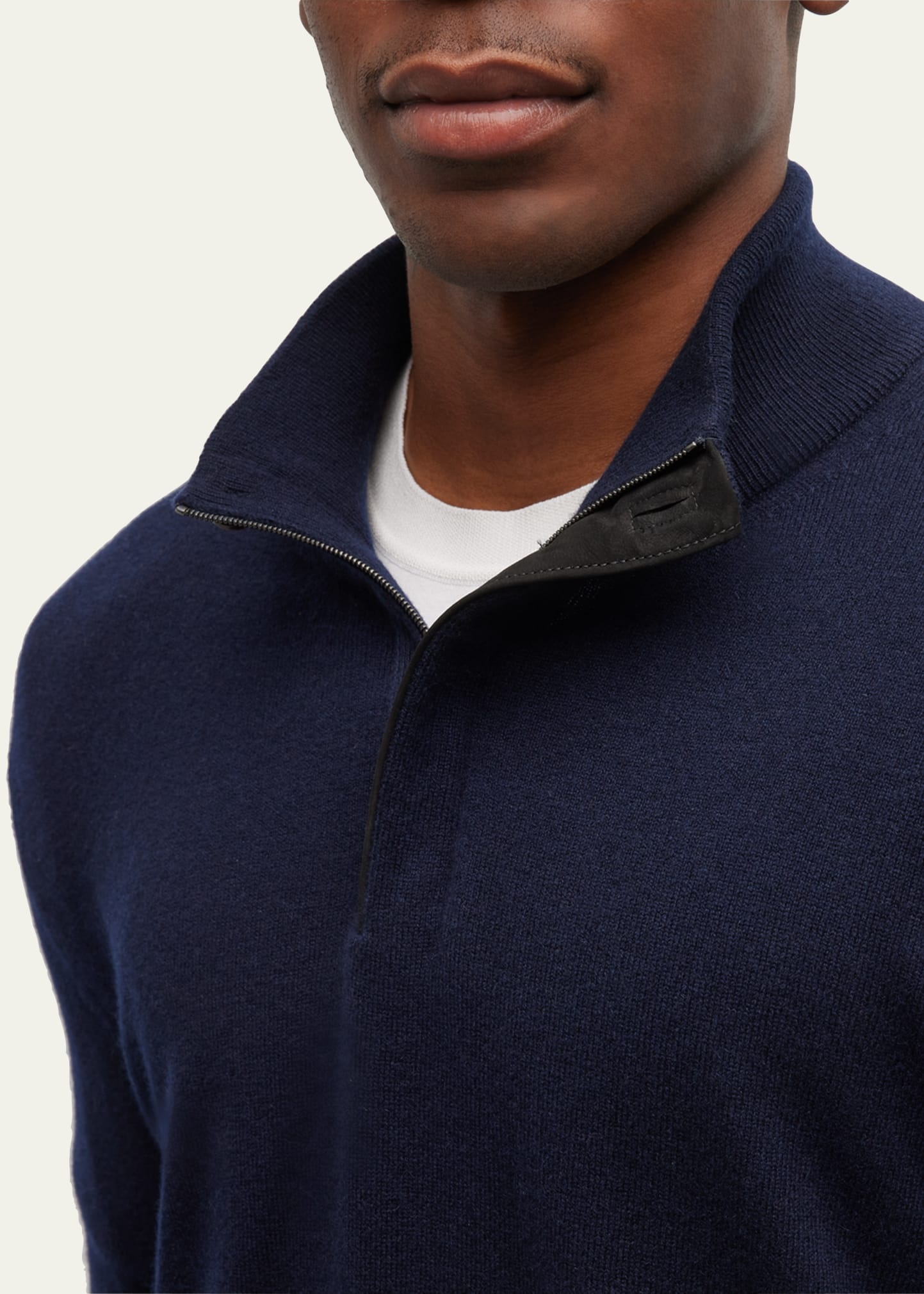 Men's Oasi Cashmere Zip Mock Neck Sweater - 5