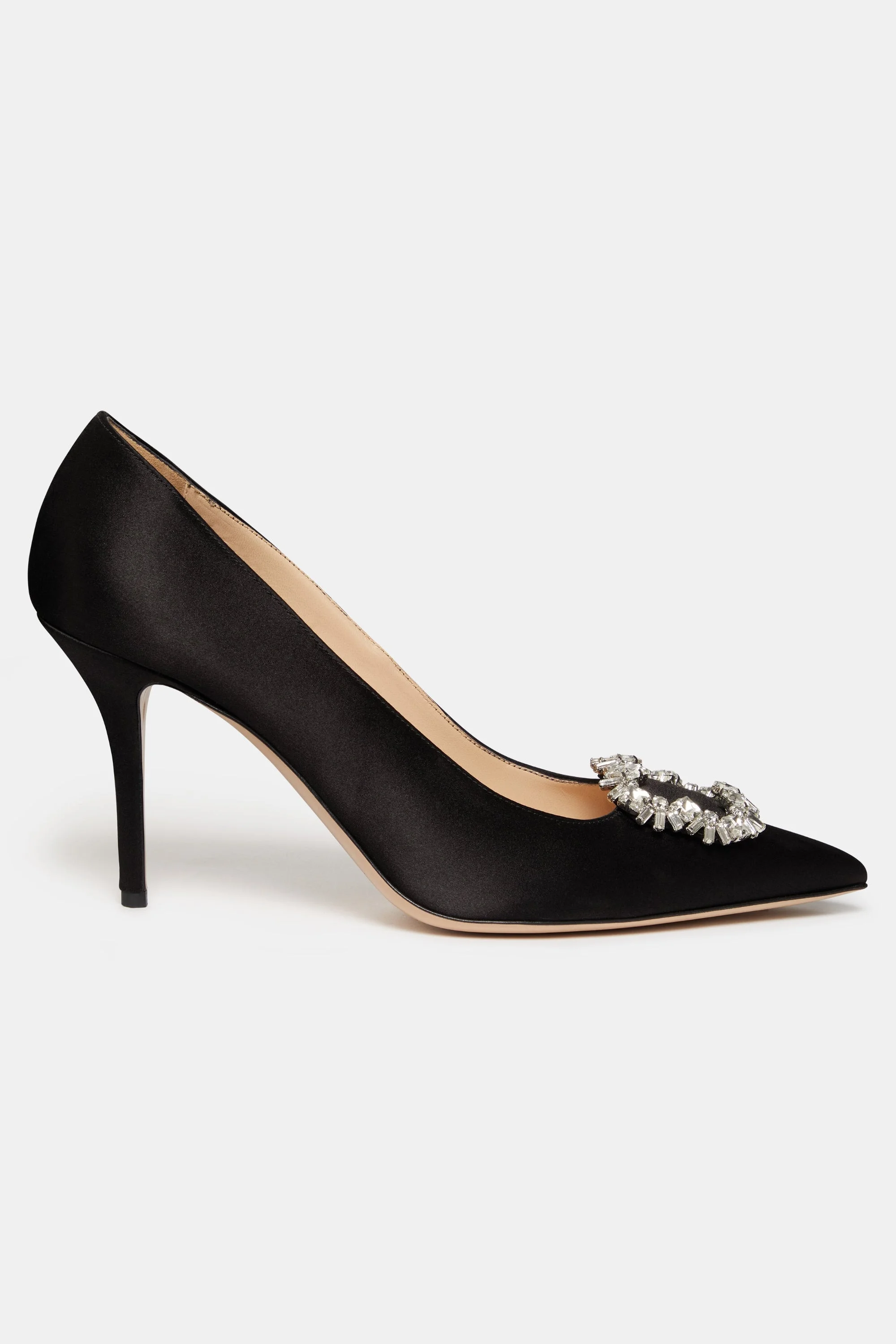 Sophia Shoe With Firework Buckle In Black Satin - 1