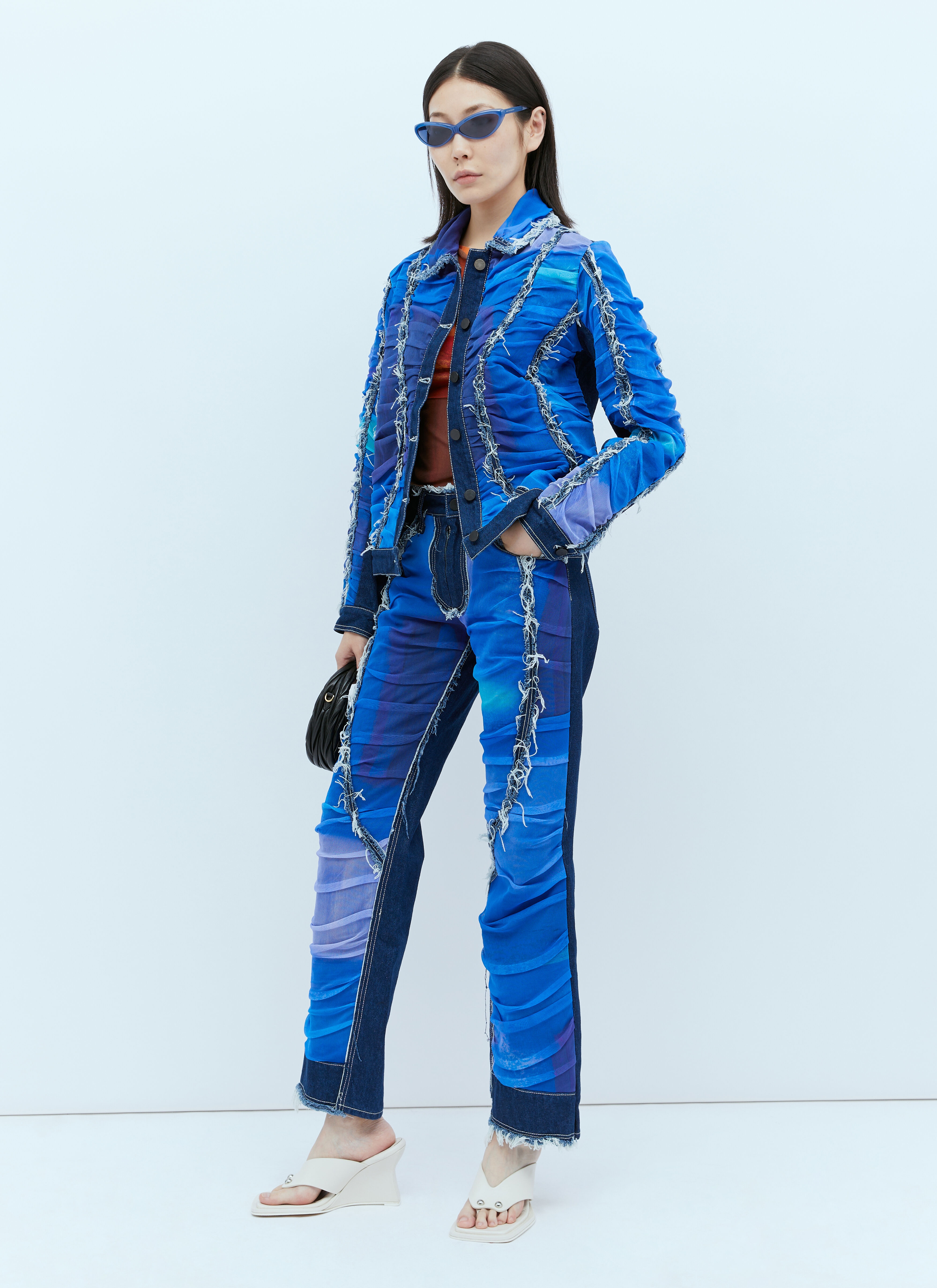 Mesh Construction Denim Jacket - 5