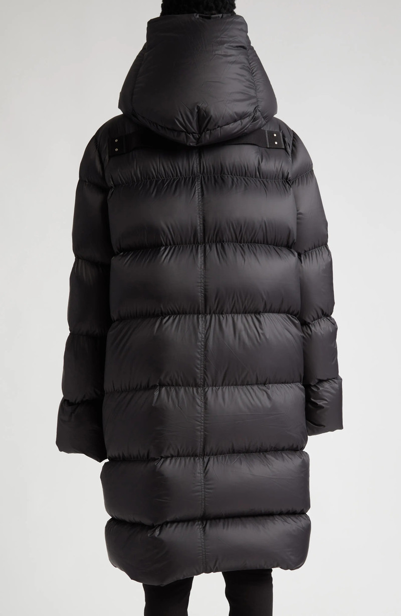 Hooded Down Puffer Coat in Black/Black 3