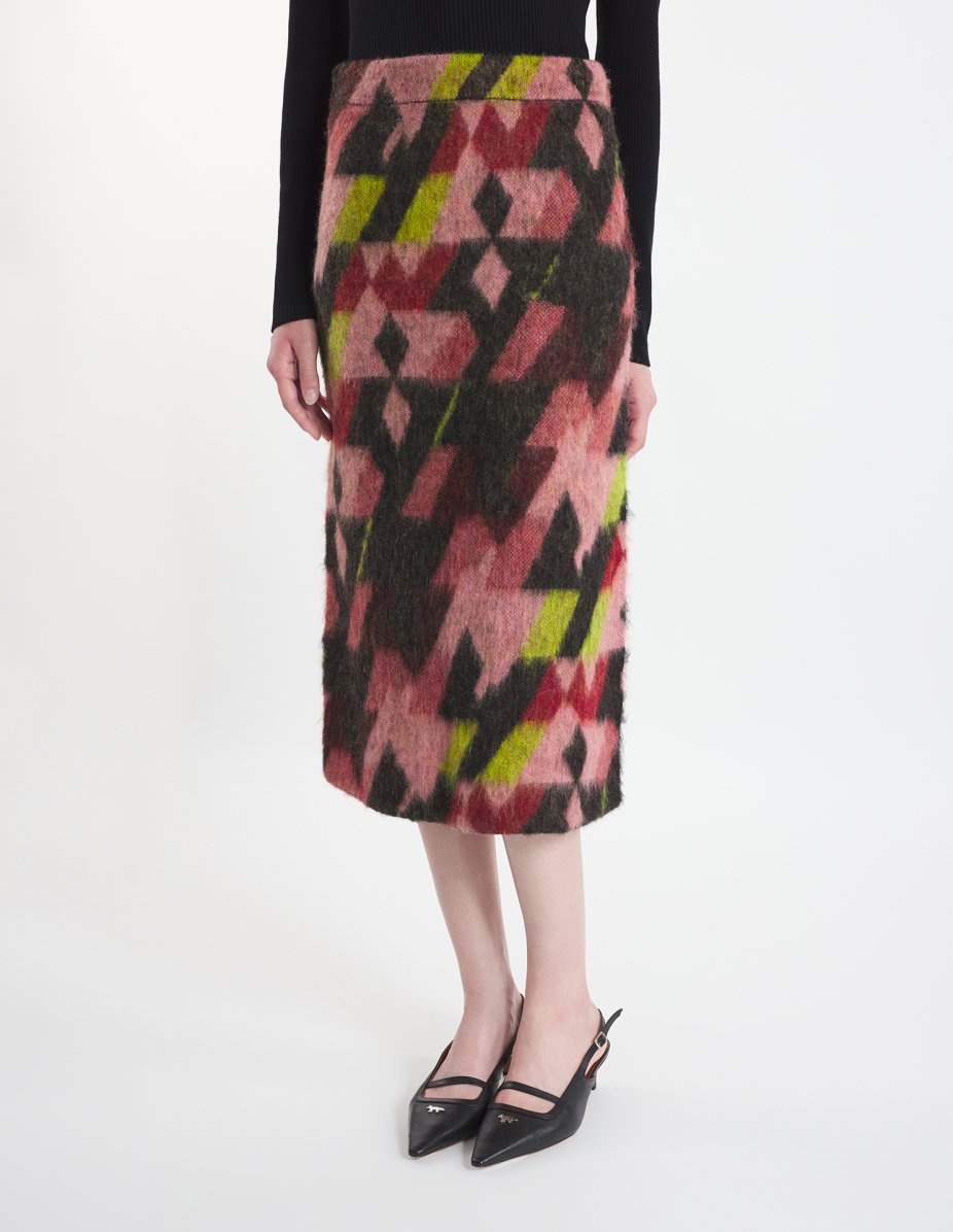 GRAPHIC MOHAIR JACQUARD LONG SKIRT - 3