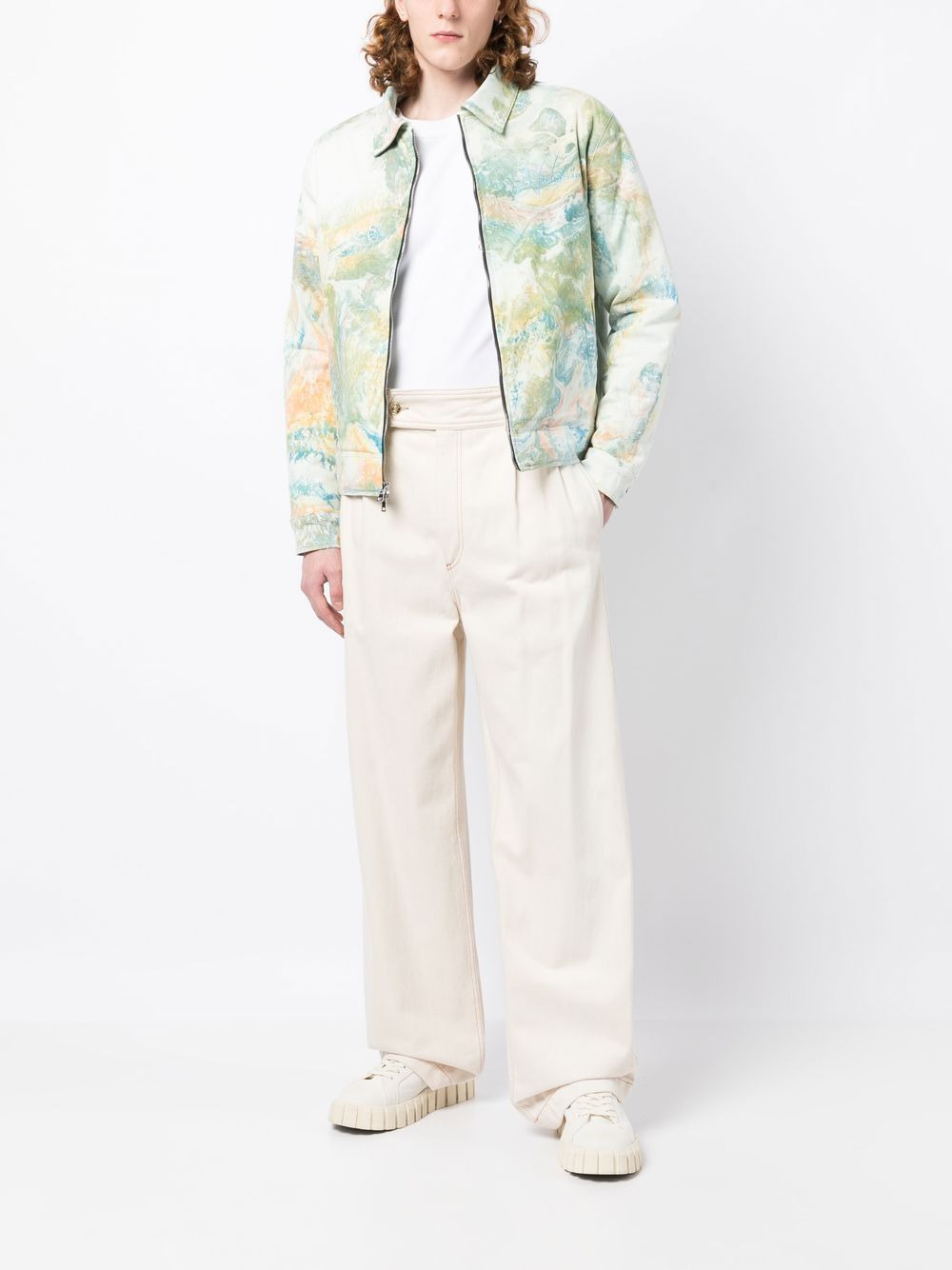 marble-print cotton jacket - 2