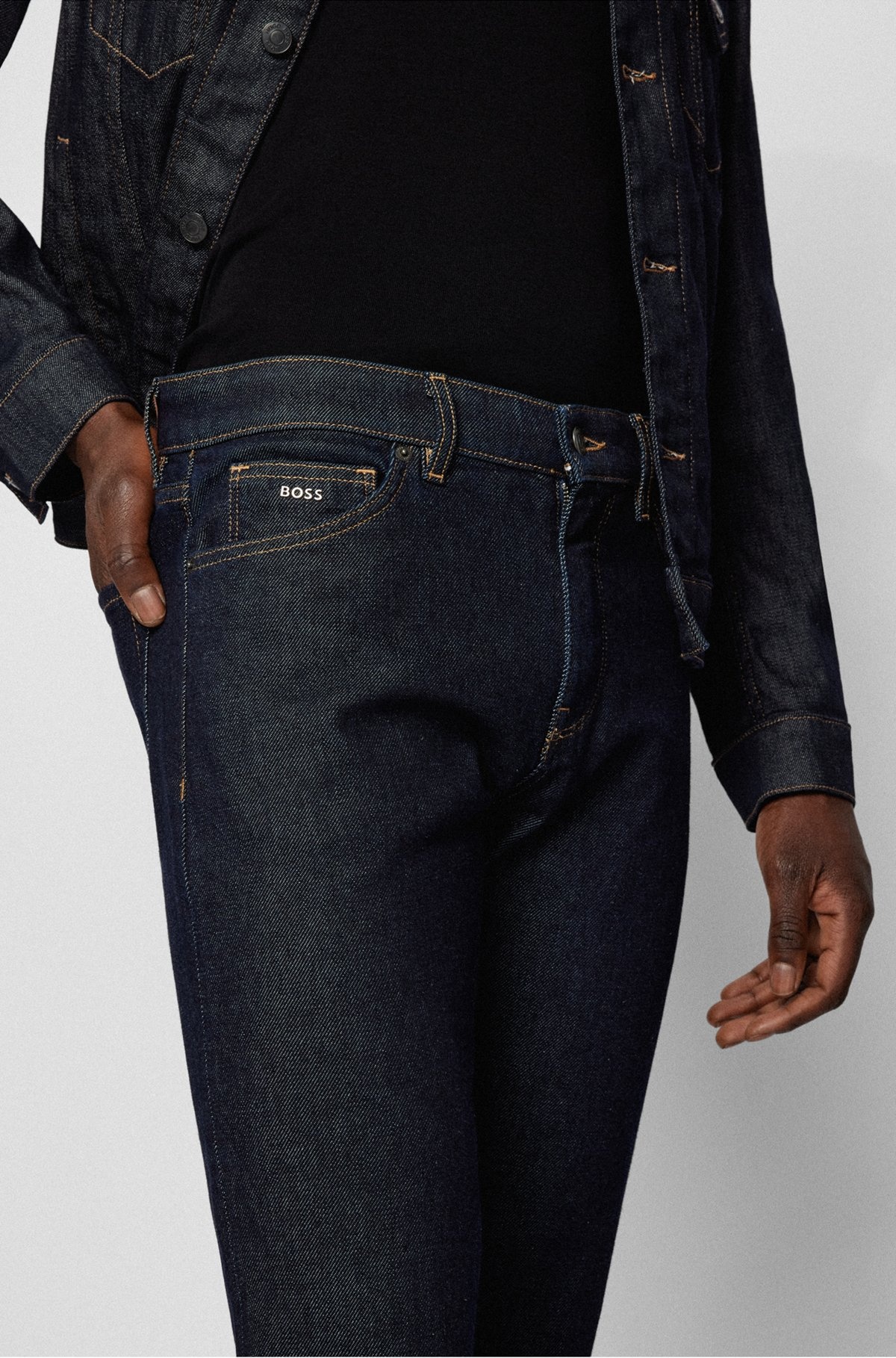 REGULAR-FIT JEANS IN DARK-BLUE COMFORT-STRETCH DENIM - 5