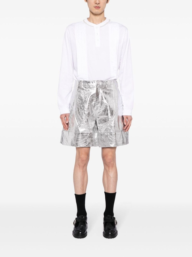 Simone Rocha crinkled A-line leather shorts outlook