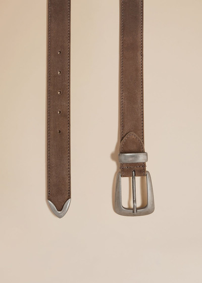 KHAITE The Benny Belt in Toffee Suede with Antique Silver outlook