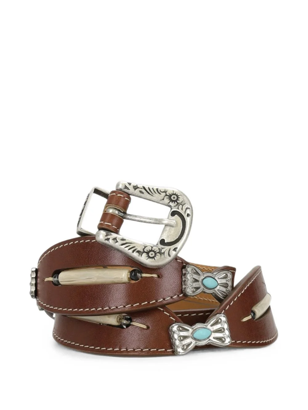 Tina bead-embellished leather belt - 1