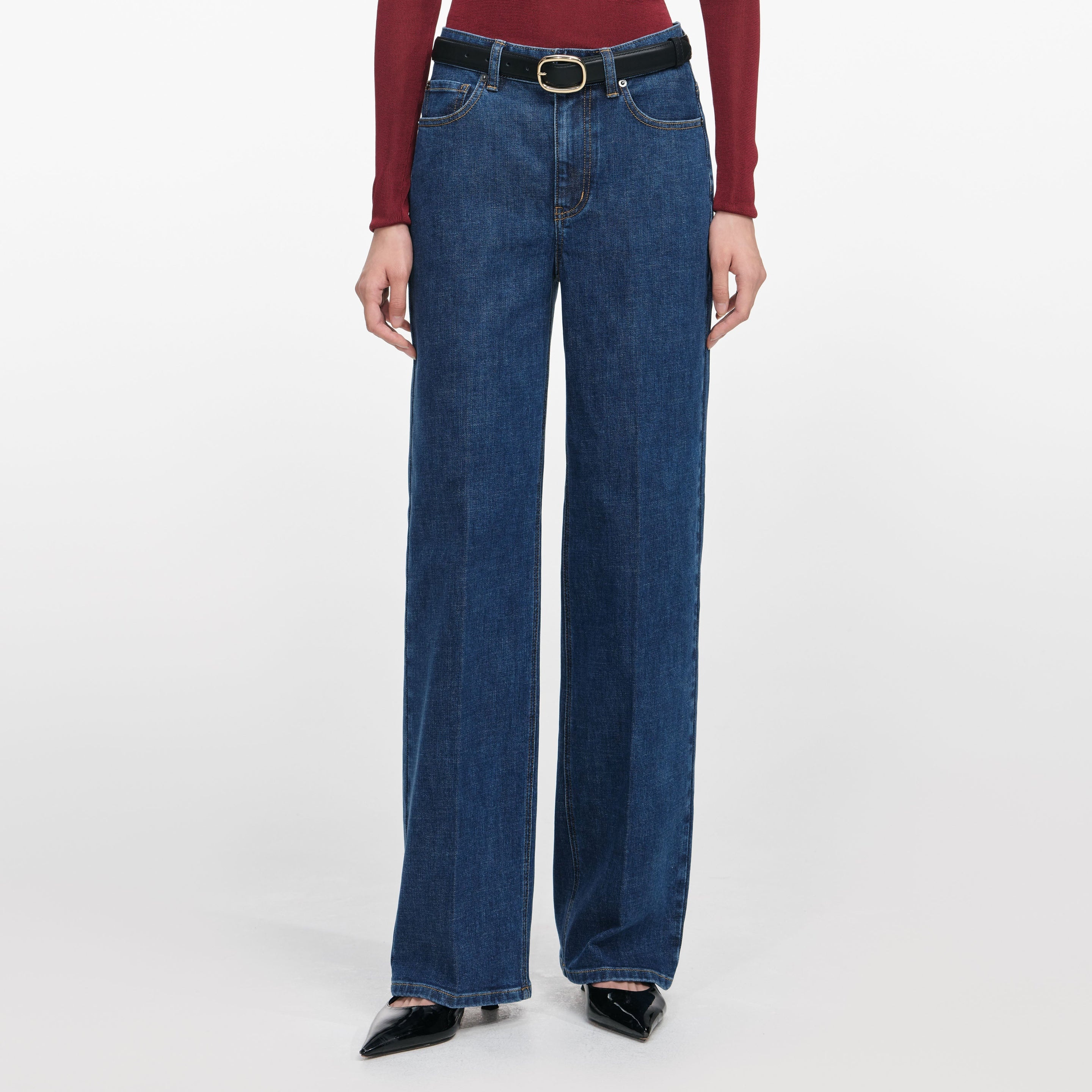 Blue Straight Leg Jeans - 4
