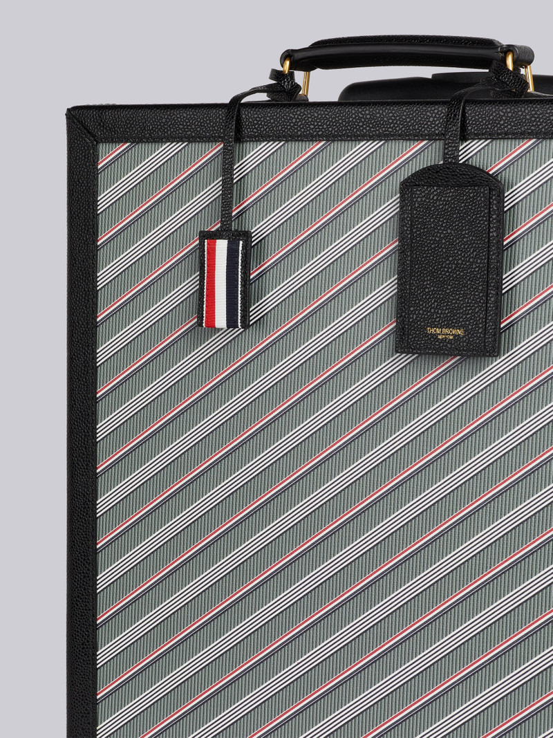 Thom Browne Medium Grey Monogram Coated Canvas Leather Frame Hard Sided Carry on Suitcase outlook