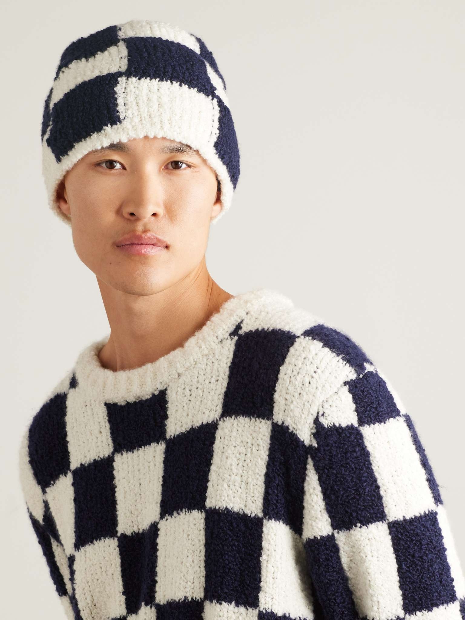 Checked Cashmere and Silk-Blend Bouclé Beanie - 2
