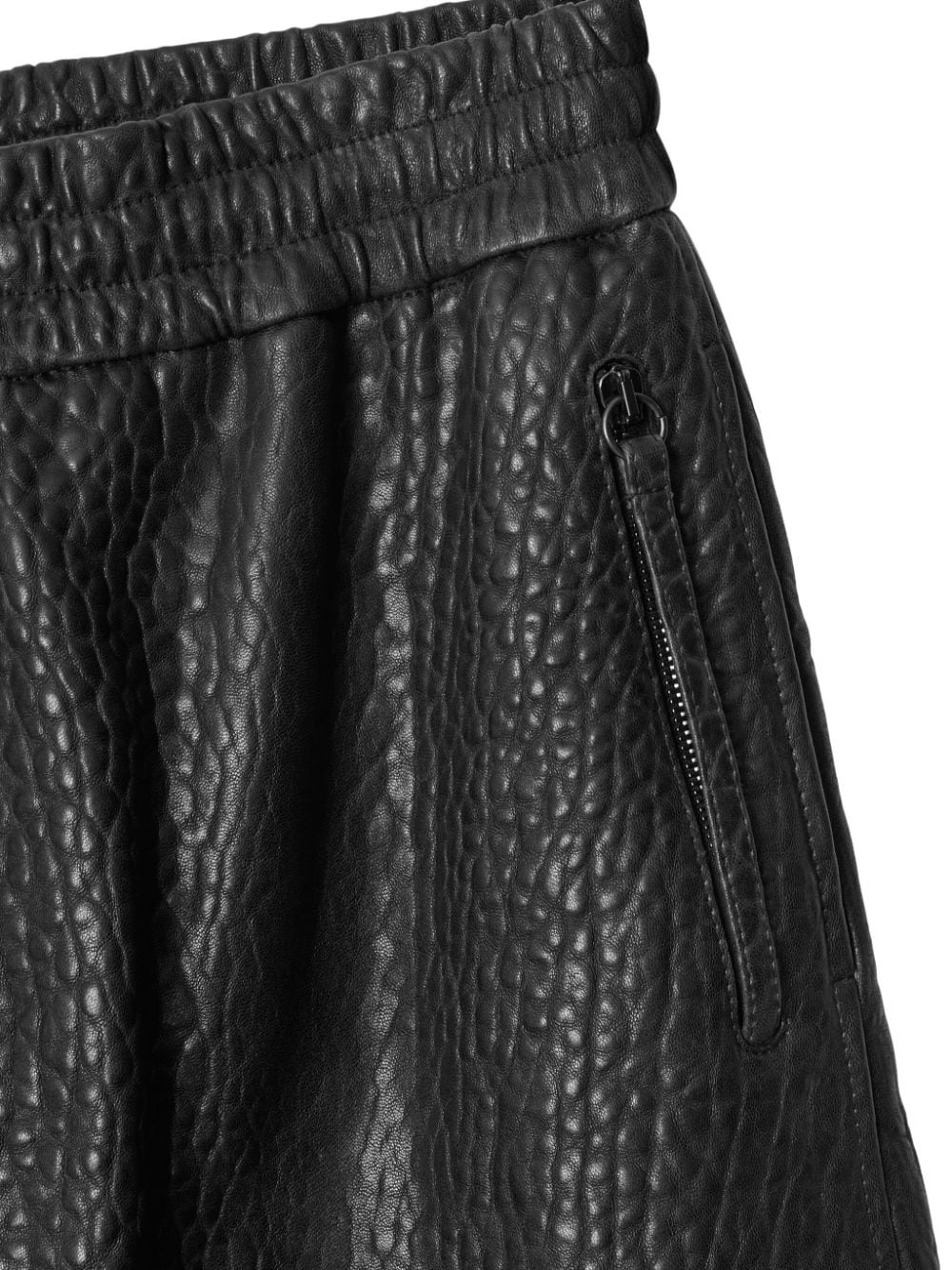 grained-effect leather shorts - 5