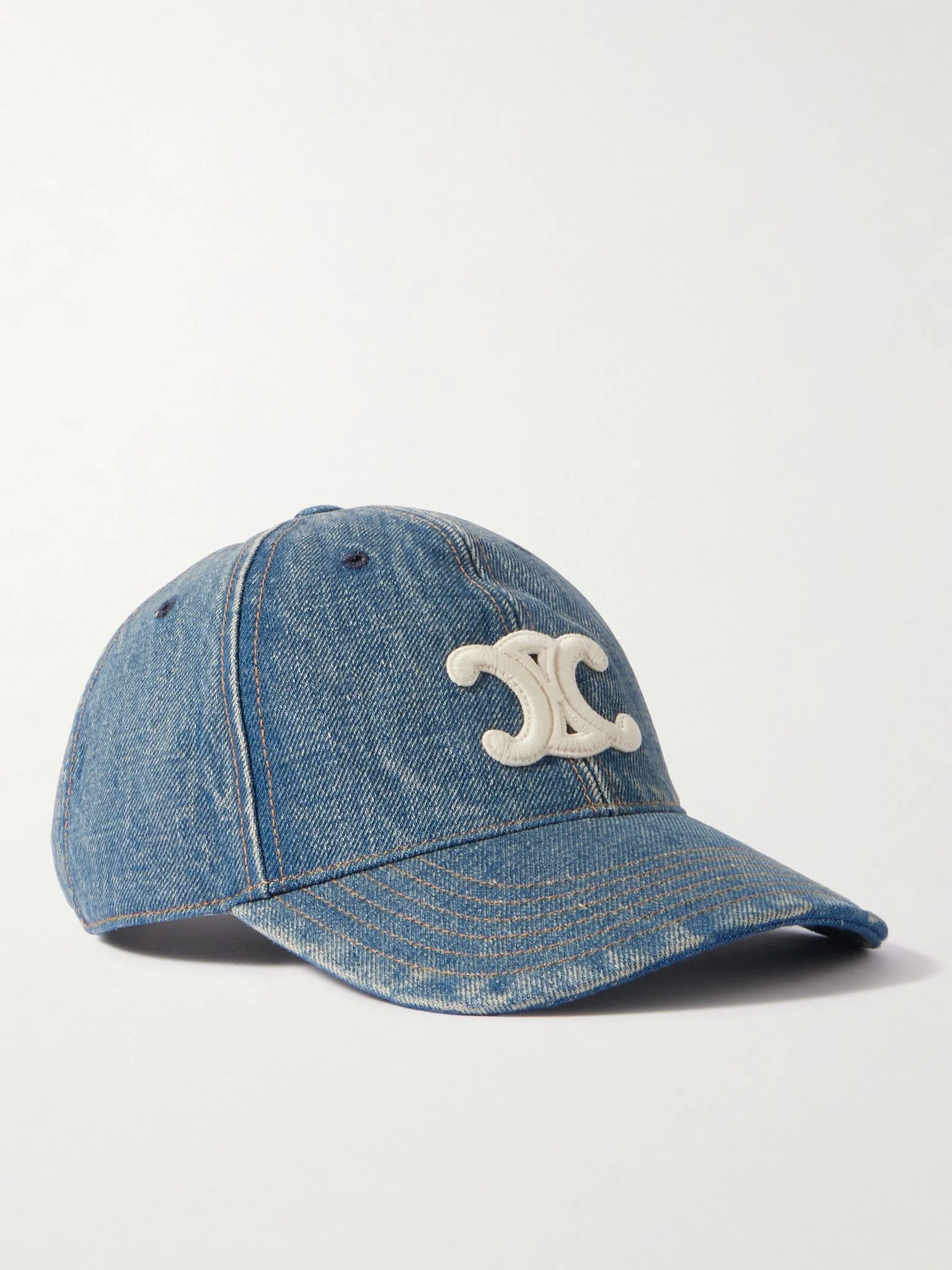 Logo-Appliquéd Denim Baseball Cap Blue - 1