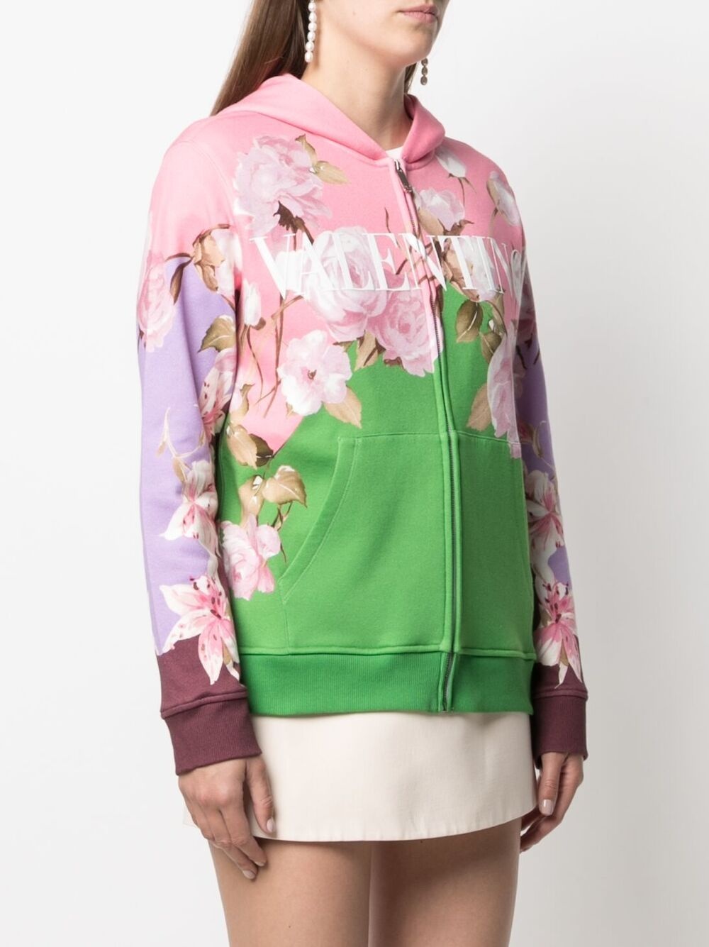 floral logo-print zip-up hoodie - 3