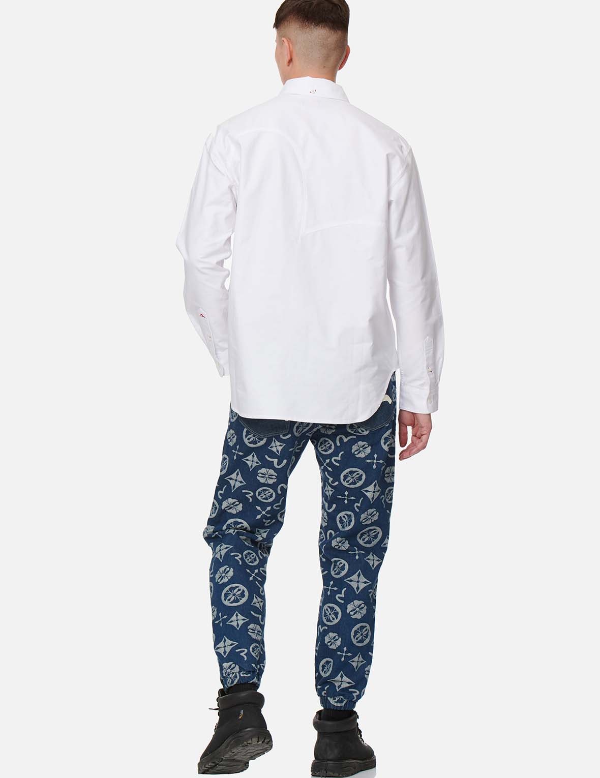ALLOVER BRAND ELEMENTS JACQUARD BLOCKING DENIM JOGGER PANTS - 3