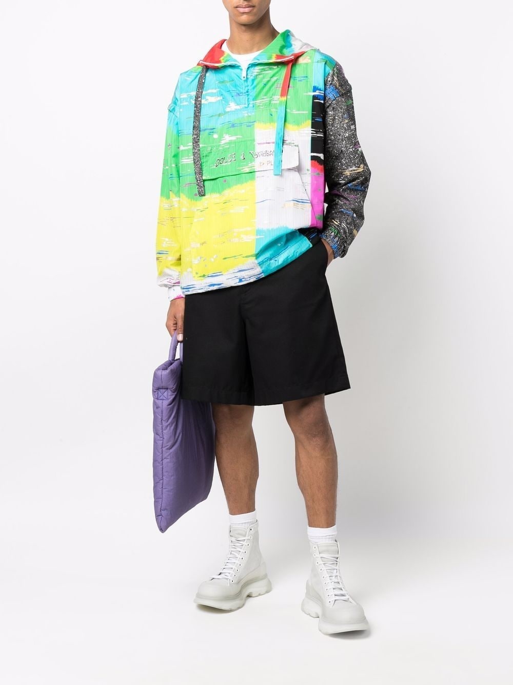 abstract-print logo hoodie - 2