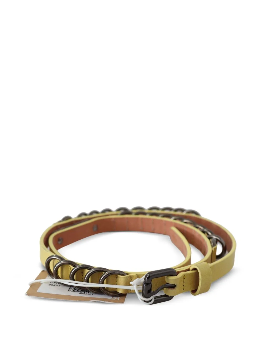 ring-embellished leather belt - 1