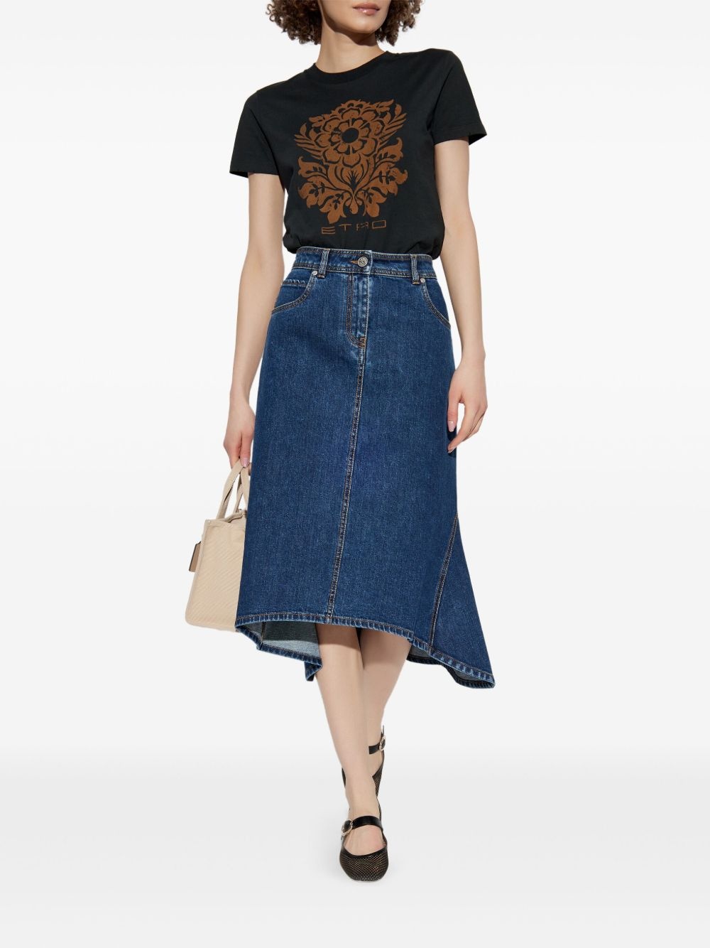 Flower-print cotton T-shirt - 2