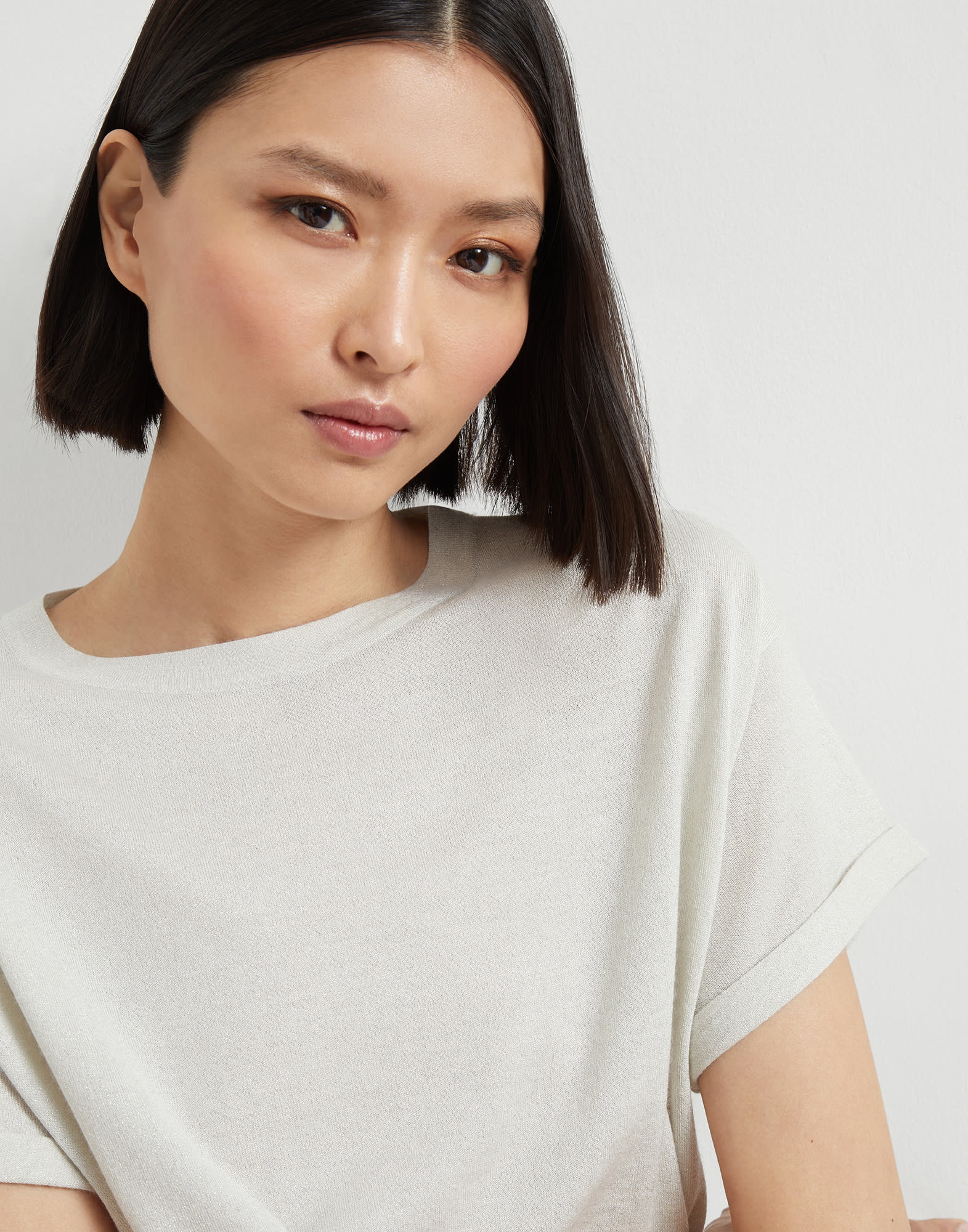 Sparkling cashmere and silk lightweight knit T-shirt - 3