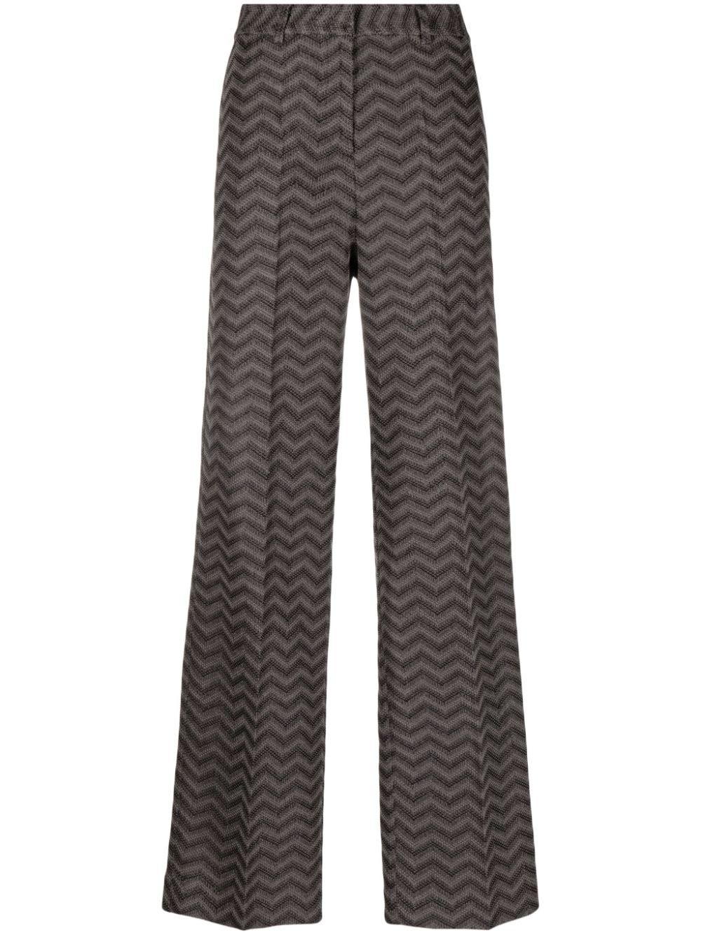 zigzag-woven straight-leg trousers - 1