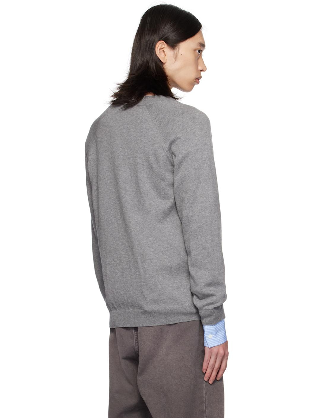Gray Upside Down Logo Cardigan - 3