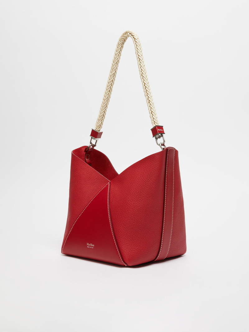 Max Mara MMBUCKETSROPE Small leather bucket bag with rope handle detail outlook