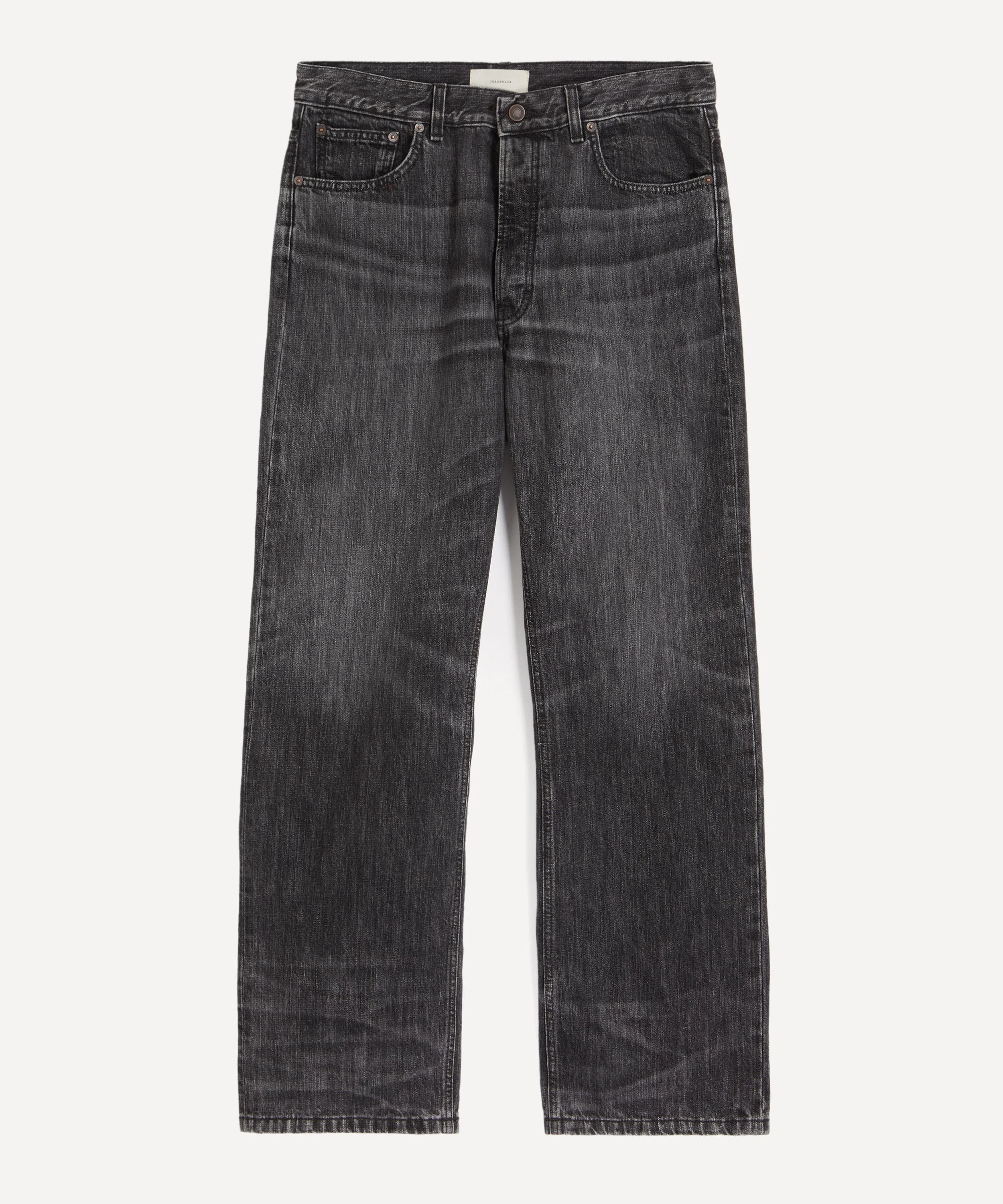 Vega Wide Straight-Leg Jeans in Black Righe - 1
