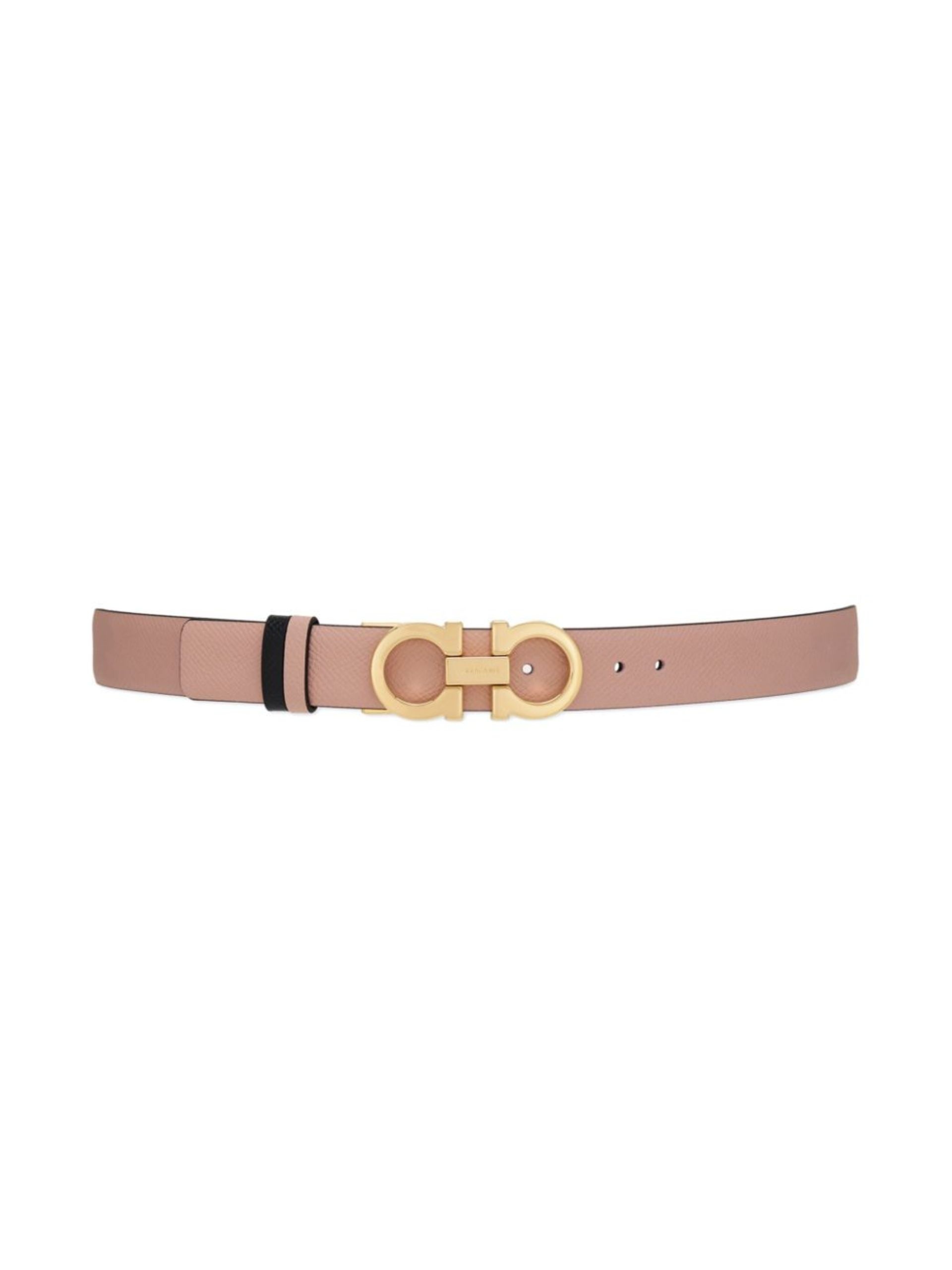 Pink And Black Gancini Reversible Leather Belt - 3