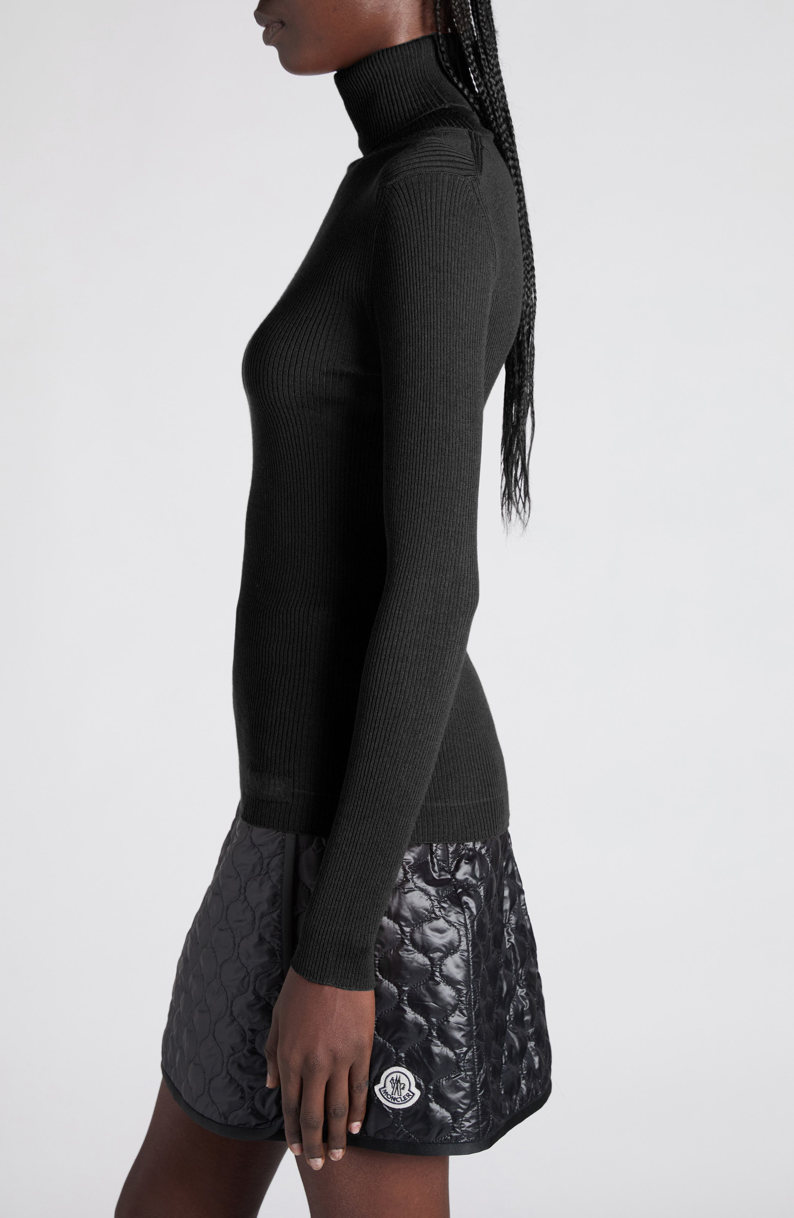 Moncler Virgin Wool Turtleneck Sweater in Black at Nordstrom - 3