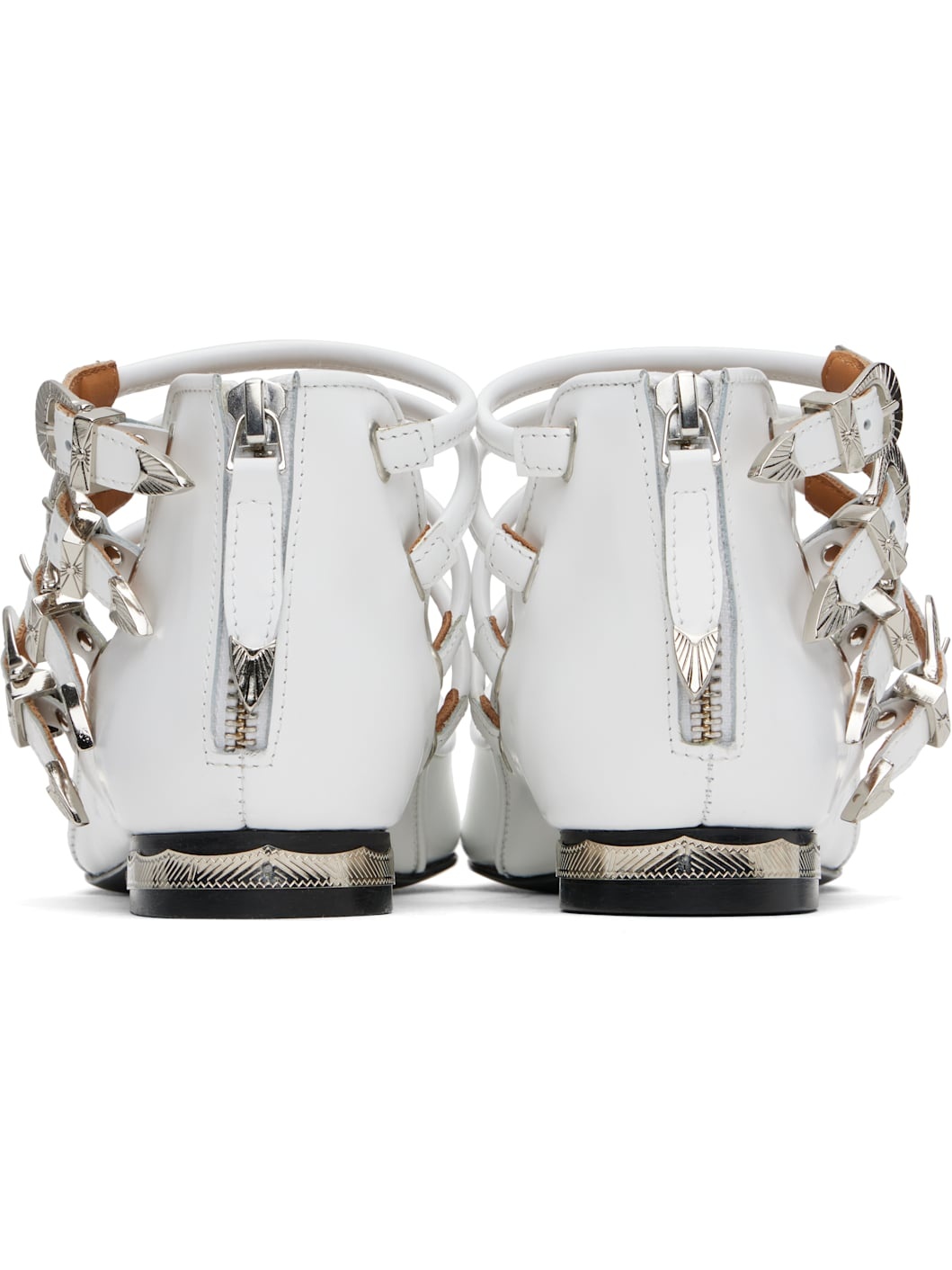 White Polido Multi Strap Ballerina Flats - 2