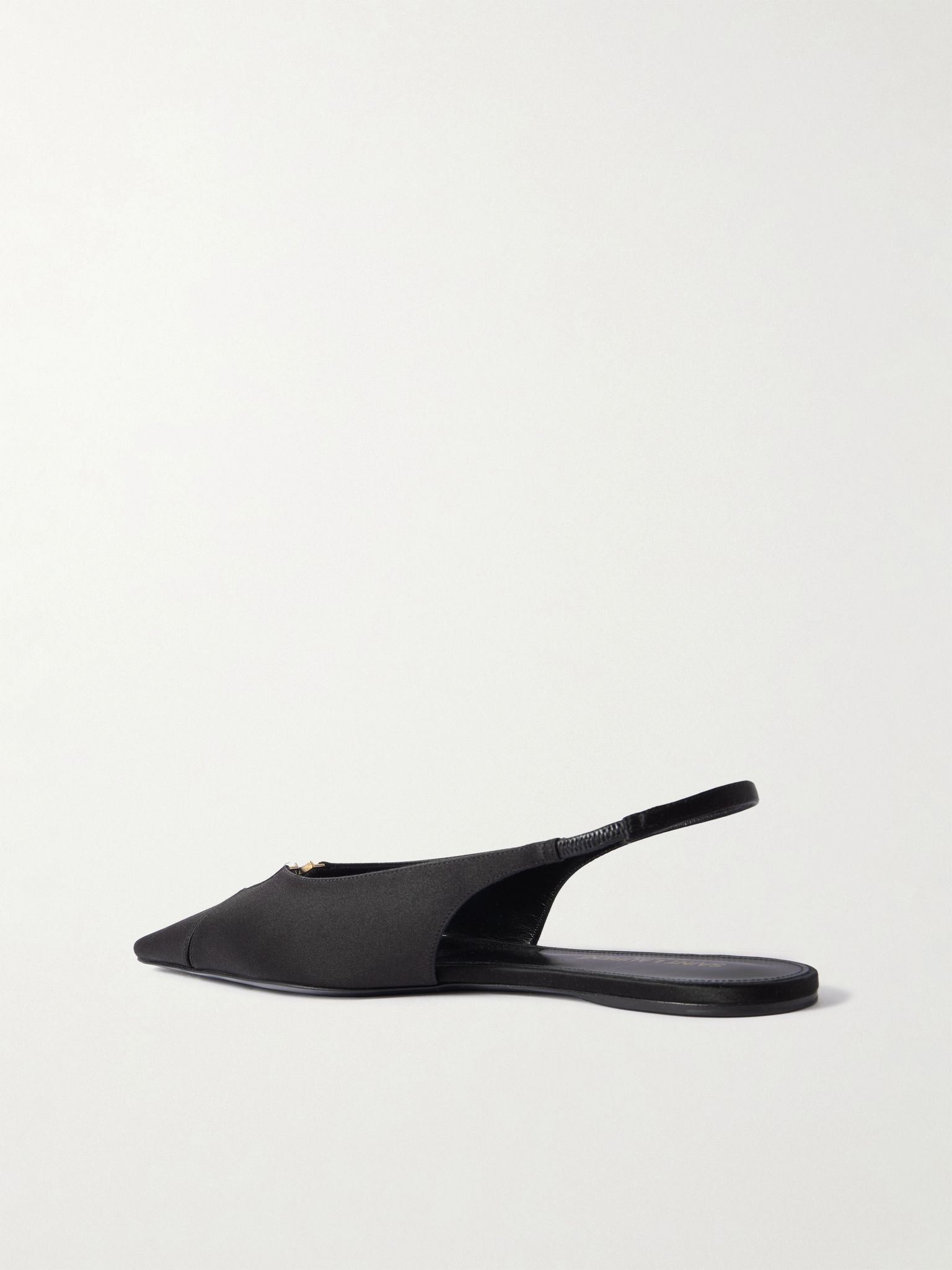 Babylone embellished crepe point-toe slingback flats Black - 3