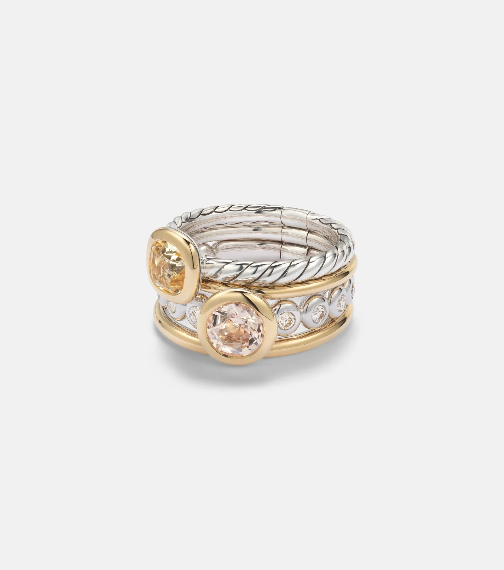 DY Mercer® 18kt gold and sterling silver ring with gemstones - 1
