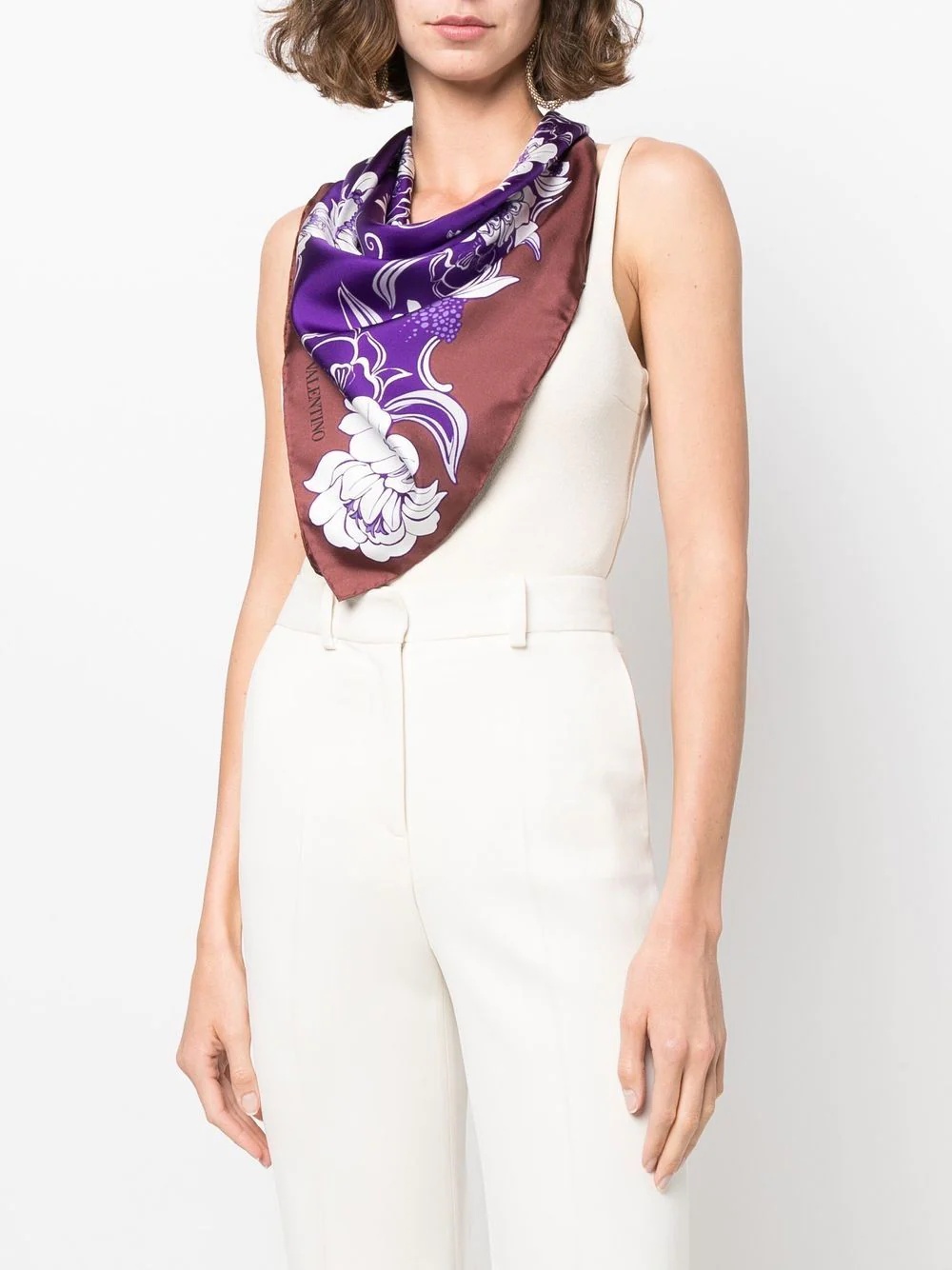 floral-print silk scarf - 2