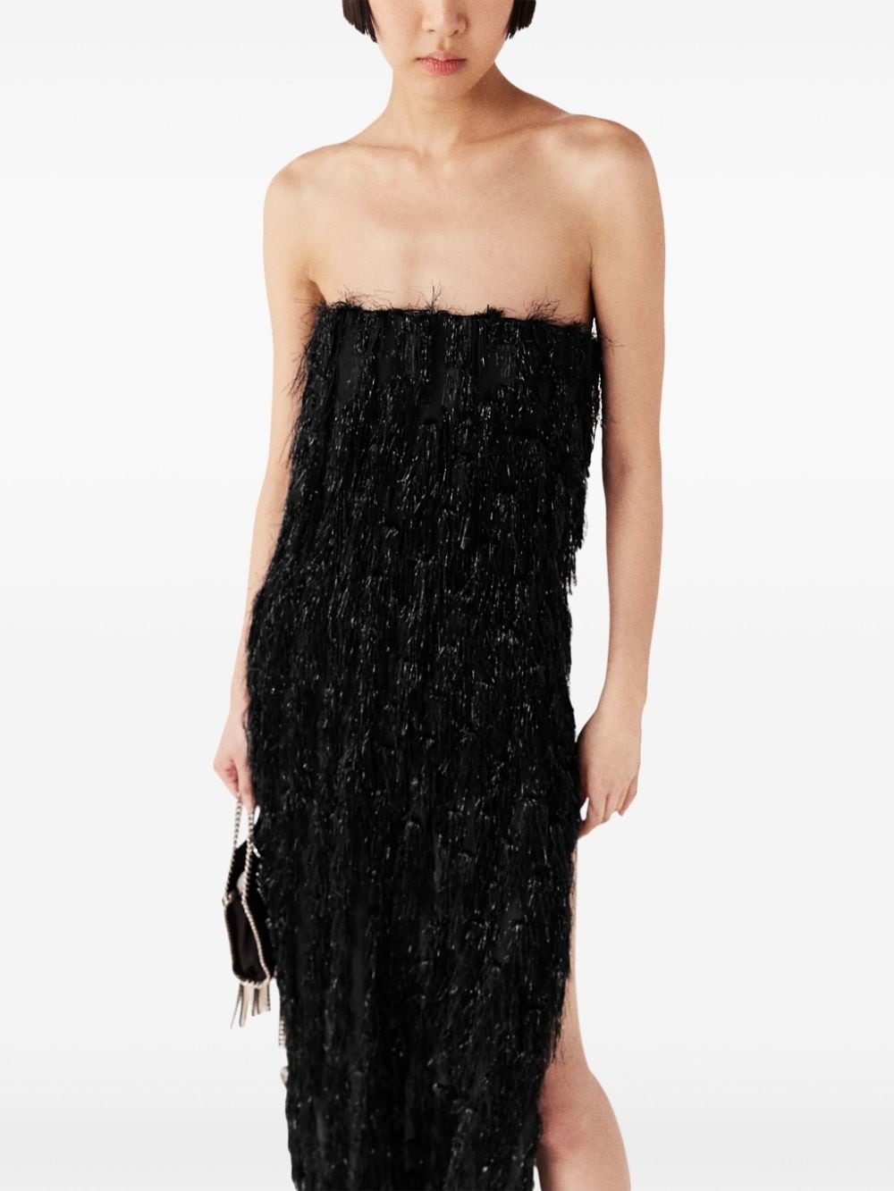 sleeveless glitter-tassel dress - 5