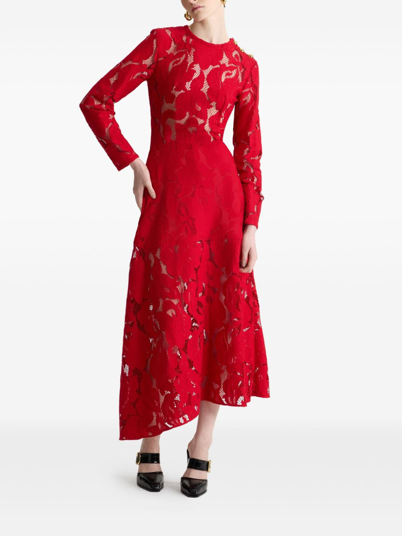 PATOU floral-lace asymmetric dress outlook