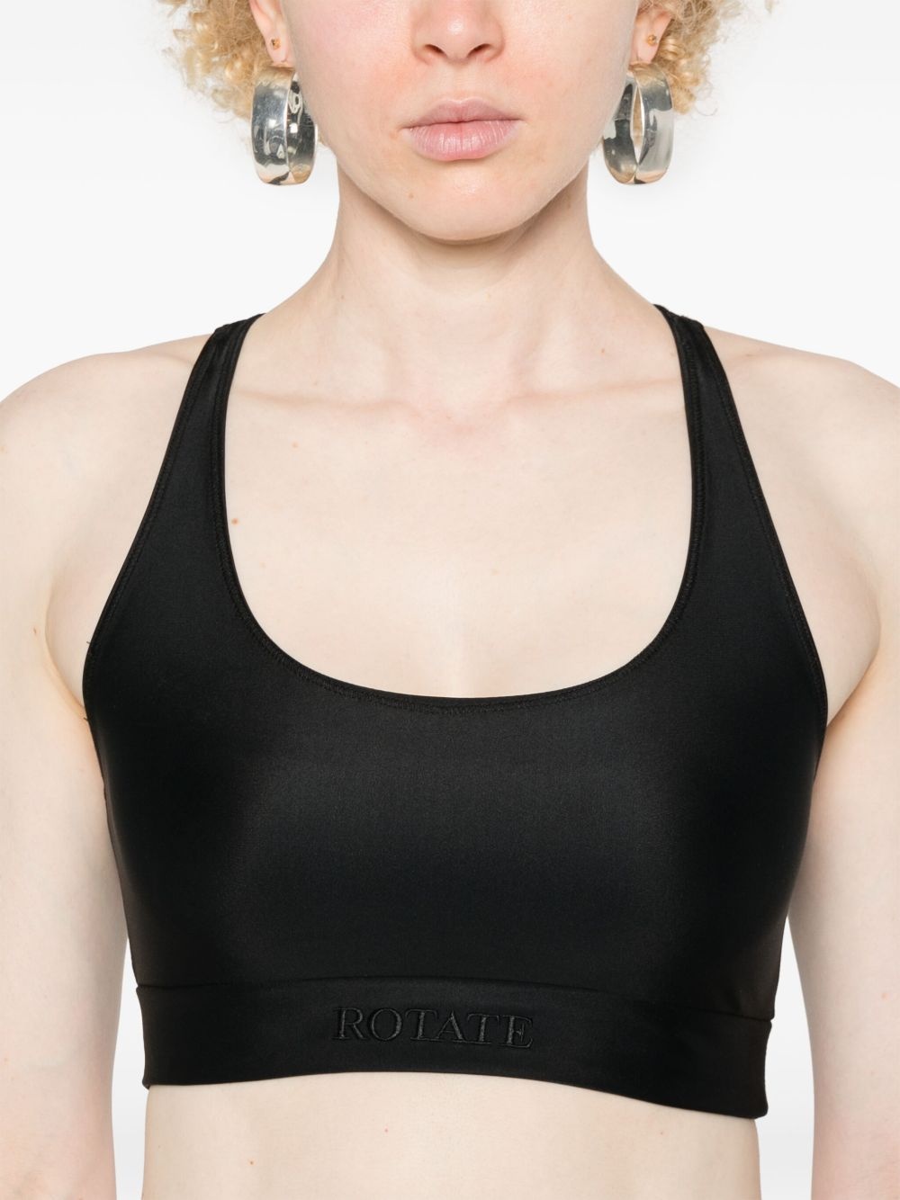 logo-embroidered crop top - 5