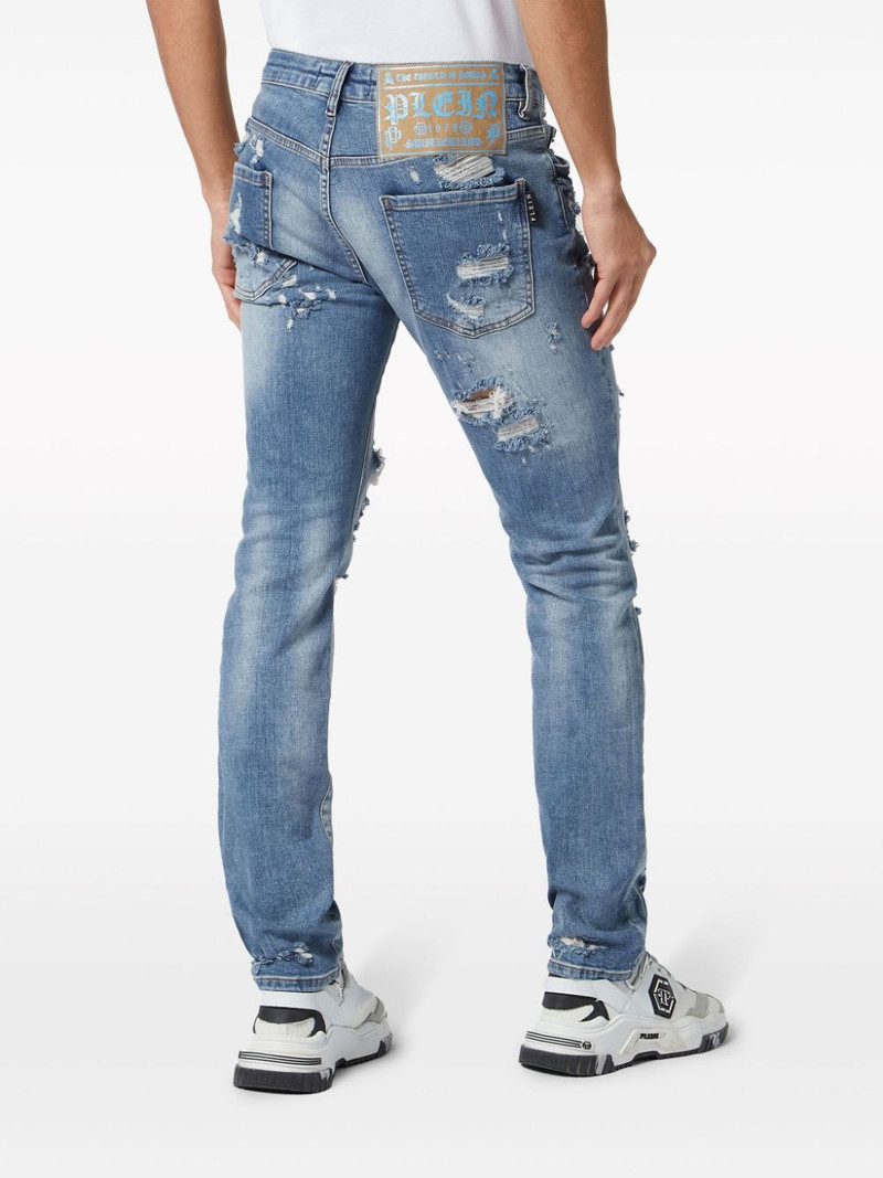 Skull-print distressed straight-leg jeans 3