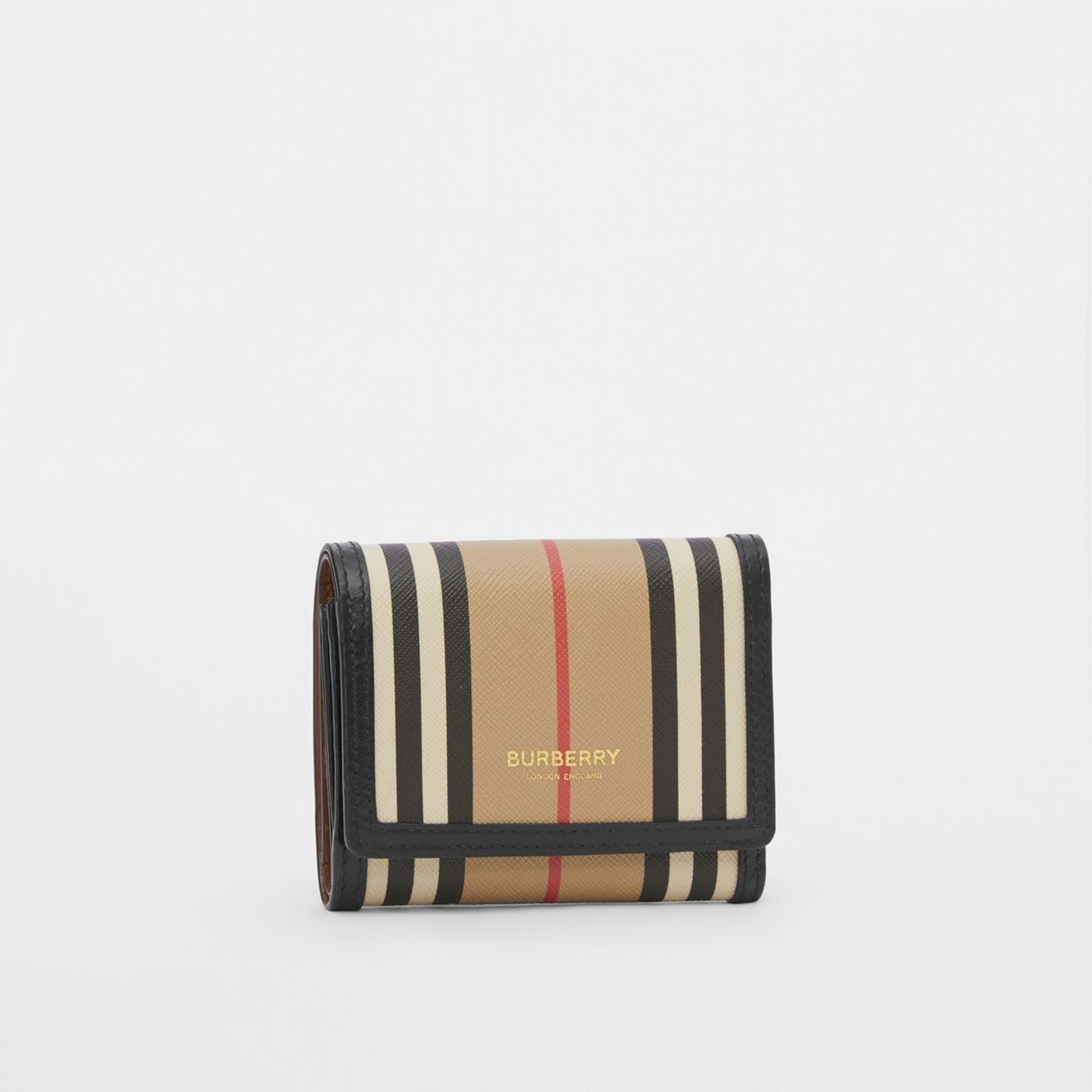 Small Icon Stripe E-canvas Folding Wallet - 3