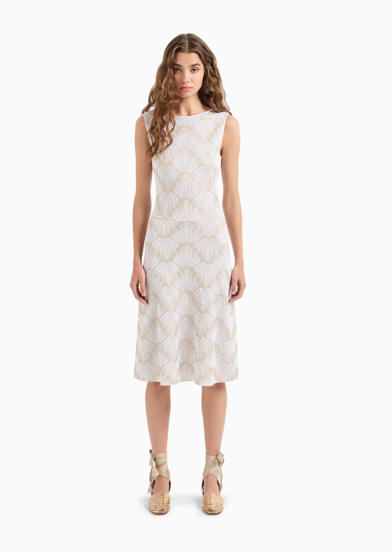 Palm tree design jacquard knit dress - 2