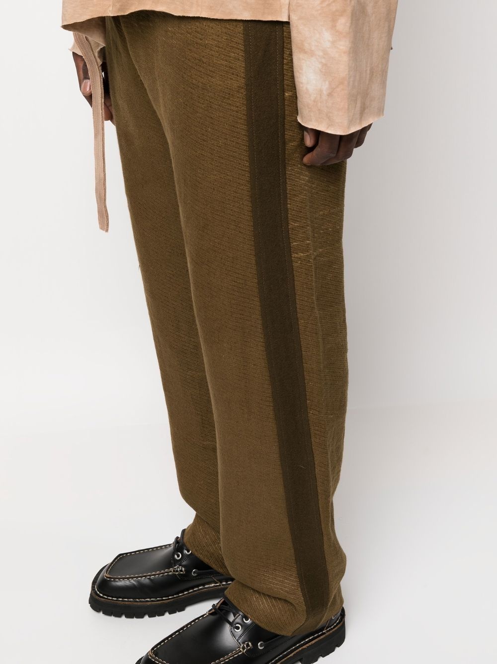 side-stripe straight-leg trousers - 5